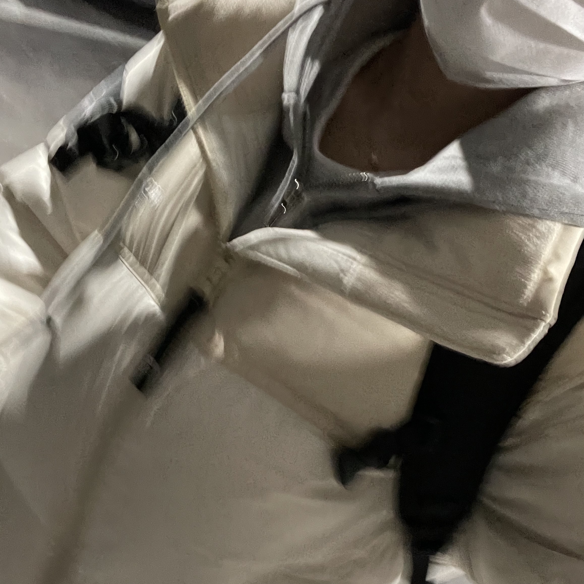 (W) The North Face White Label Novelty Nuptse Down Jacket Cream 착용 스타일