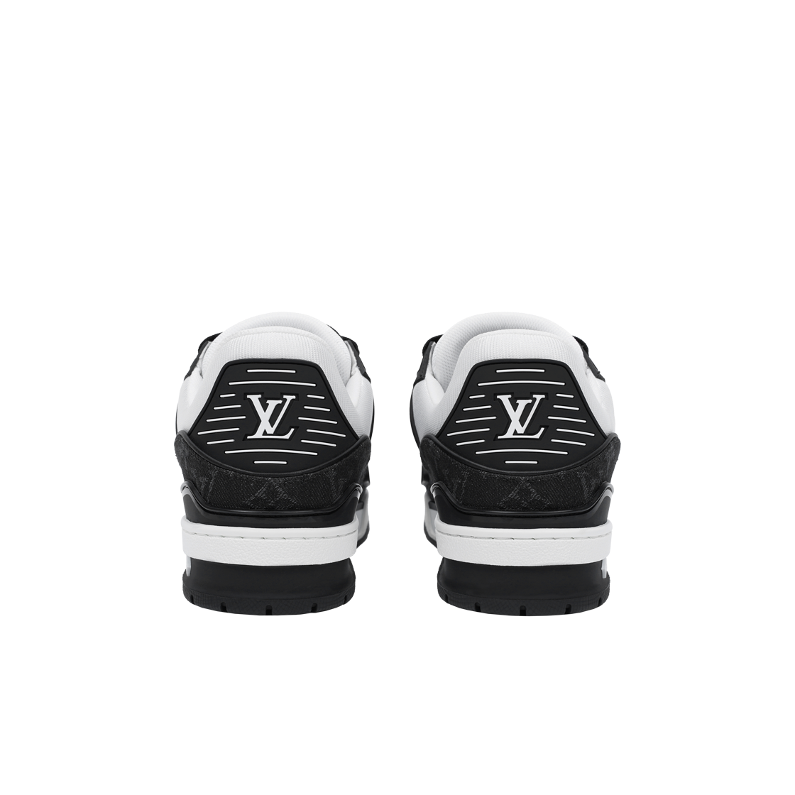 루이비통 LV 트레이너 스니커즈 모노그램 데님 화이트 블랙(Louis Vuitton LV Trainer Sneakers Monogram Denim White Black) - 4
