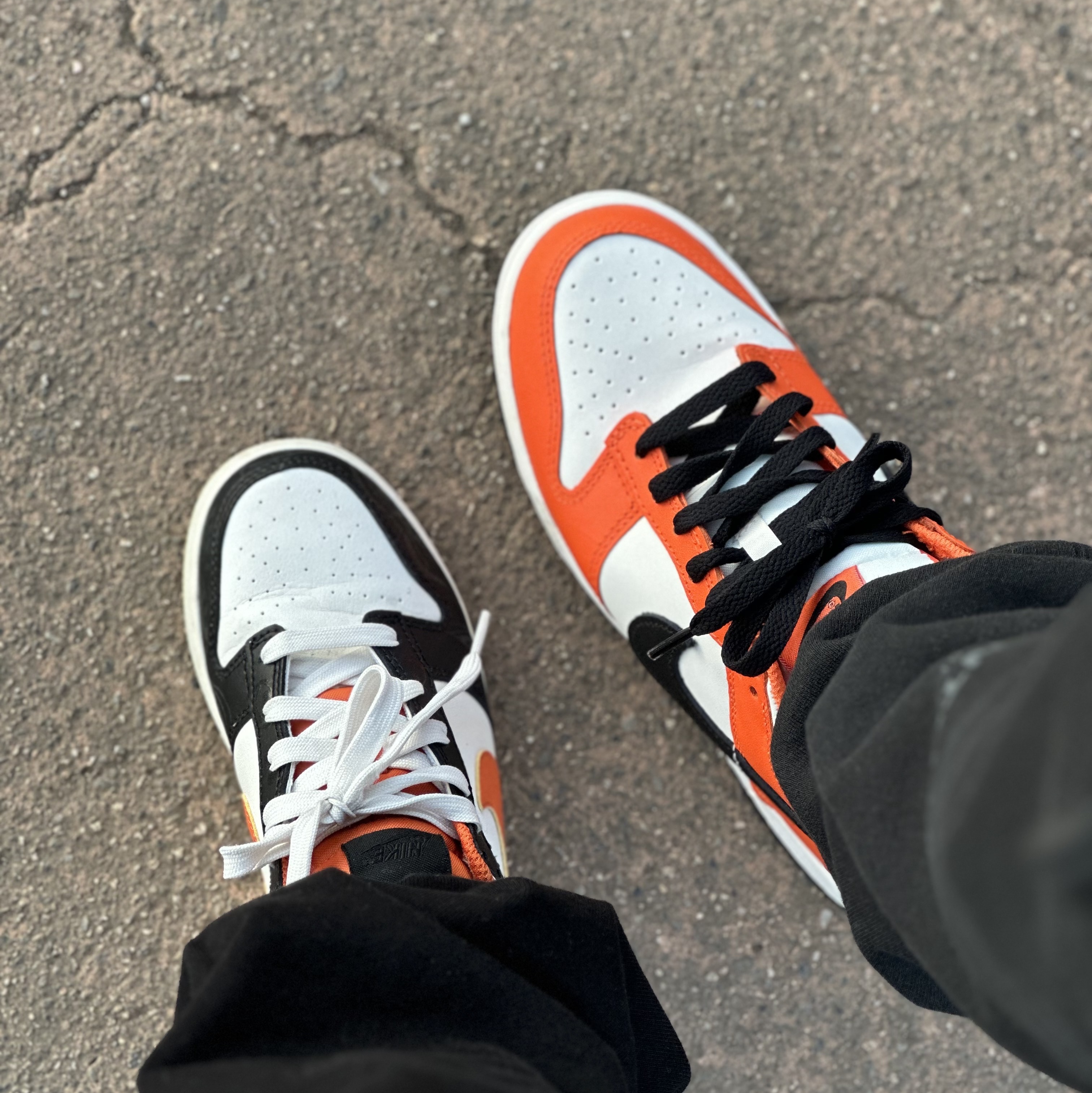 (PS) Nike Dunk Low PRM Halloween, (GS) Nike Dunk Low Safety Orange 착용 스타일