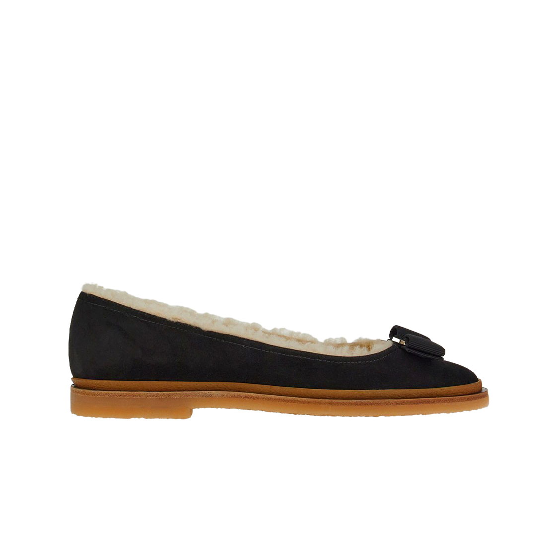 (W) 페라가모 바리나 윈터 발레 플랫 블랙 - C((W) Ferragamo Varina Winter Ballet Flat Black - C) - 1