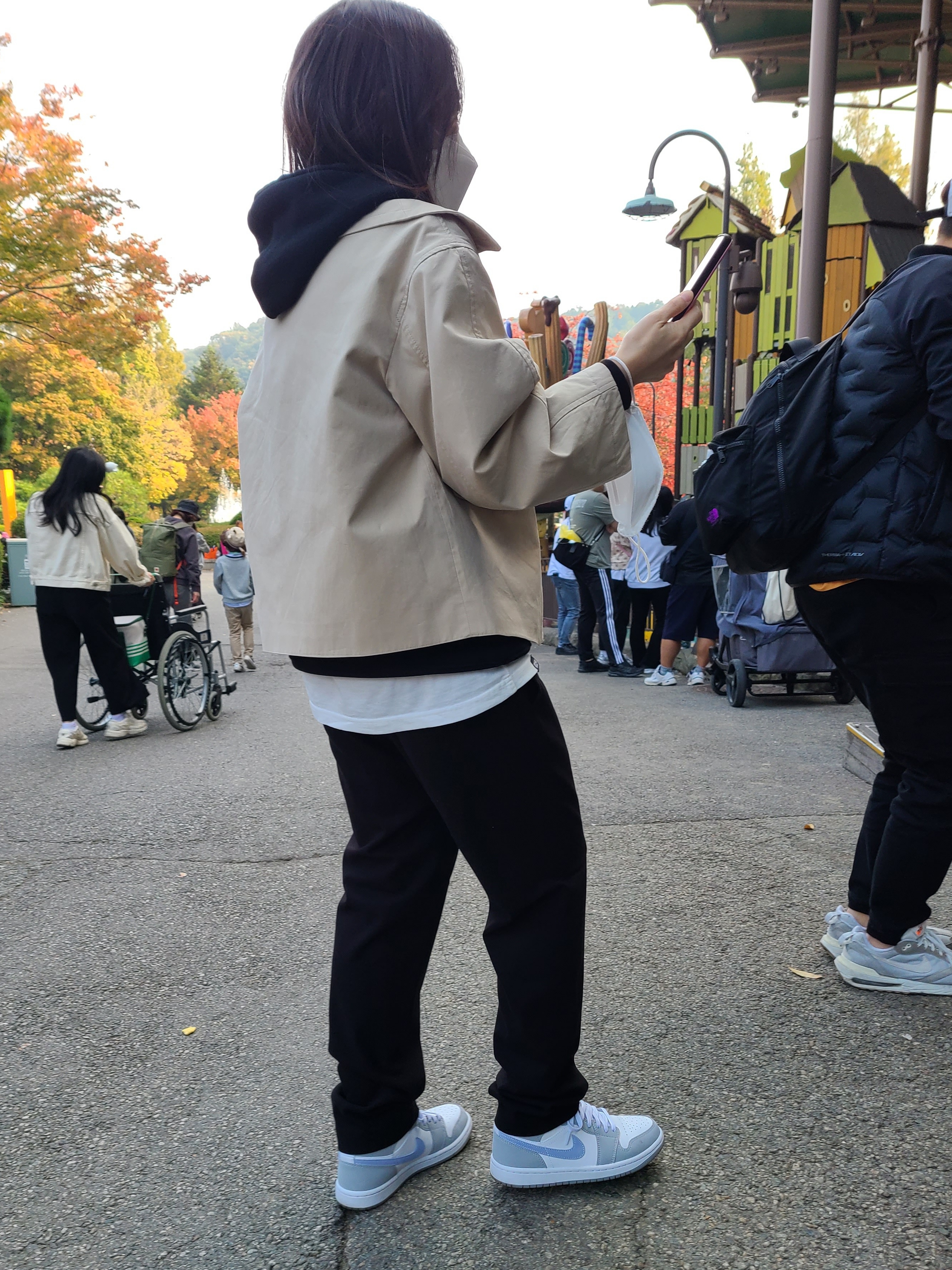 (W) Jordan 1 Mid Wolf Grey 착용 스타일