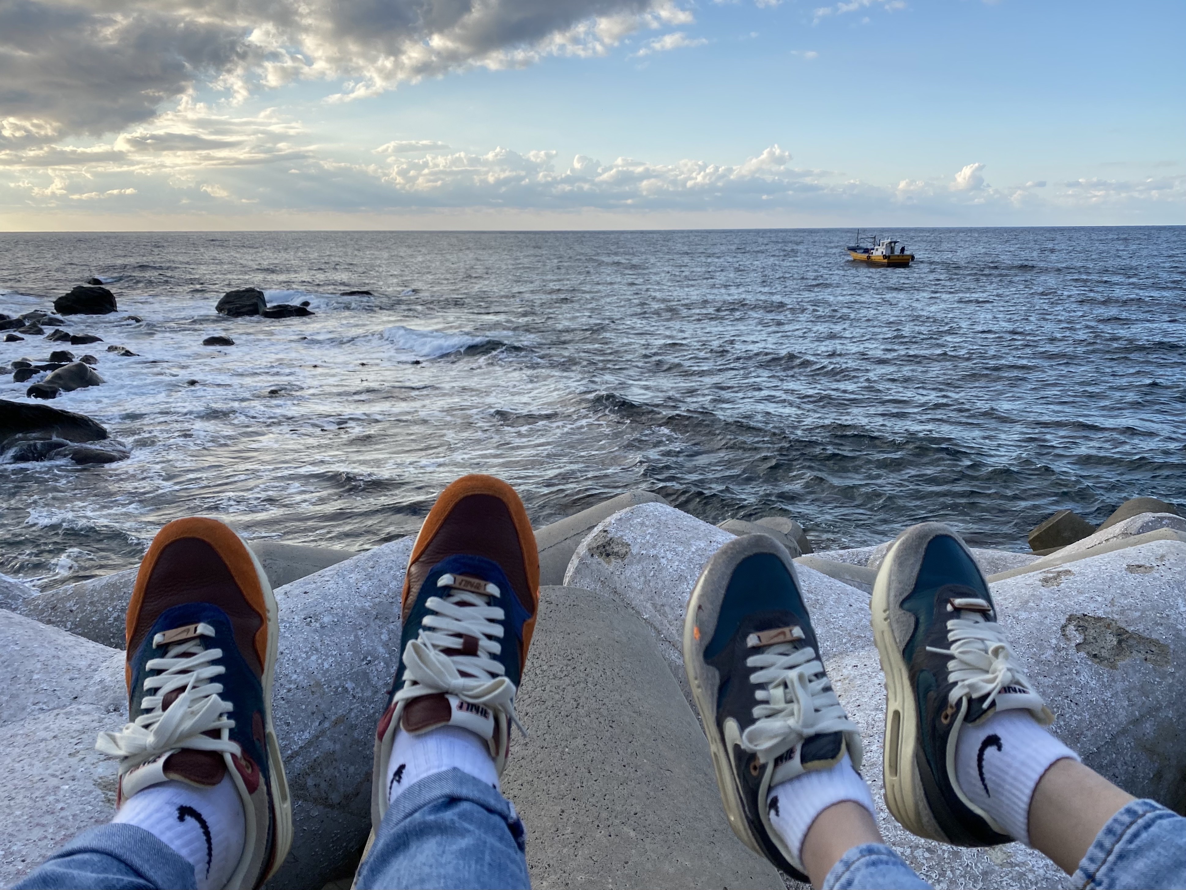 Nike x Kasina Air Max 1 SP Won-Ang Particle Grey, Nike x Kasina Air Max 1 SP Won-Ang Orange 착용 스타일