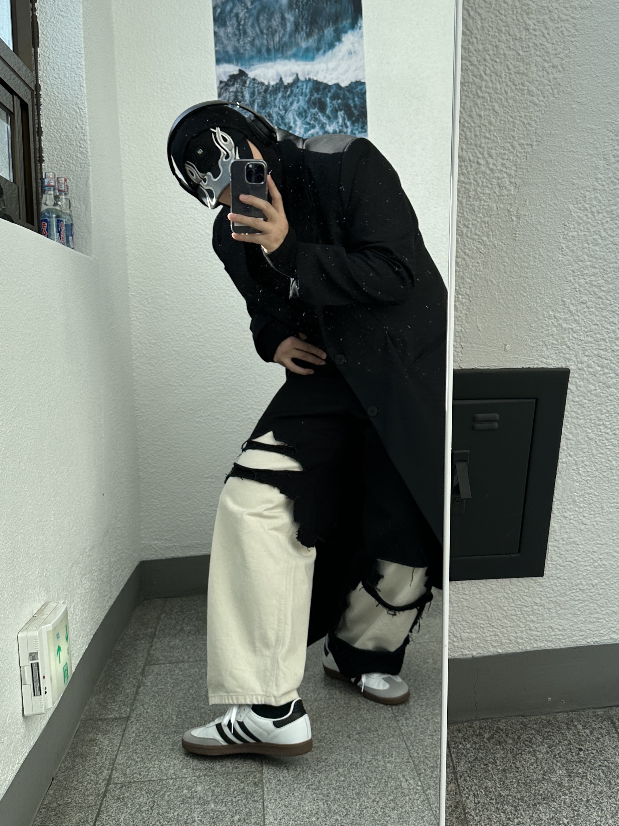 Adidas Samba Vegan White Black 착용 스타일 - 2
