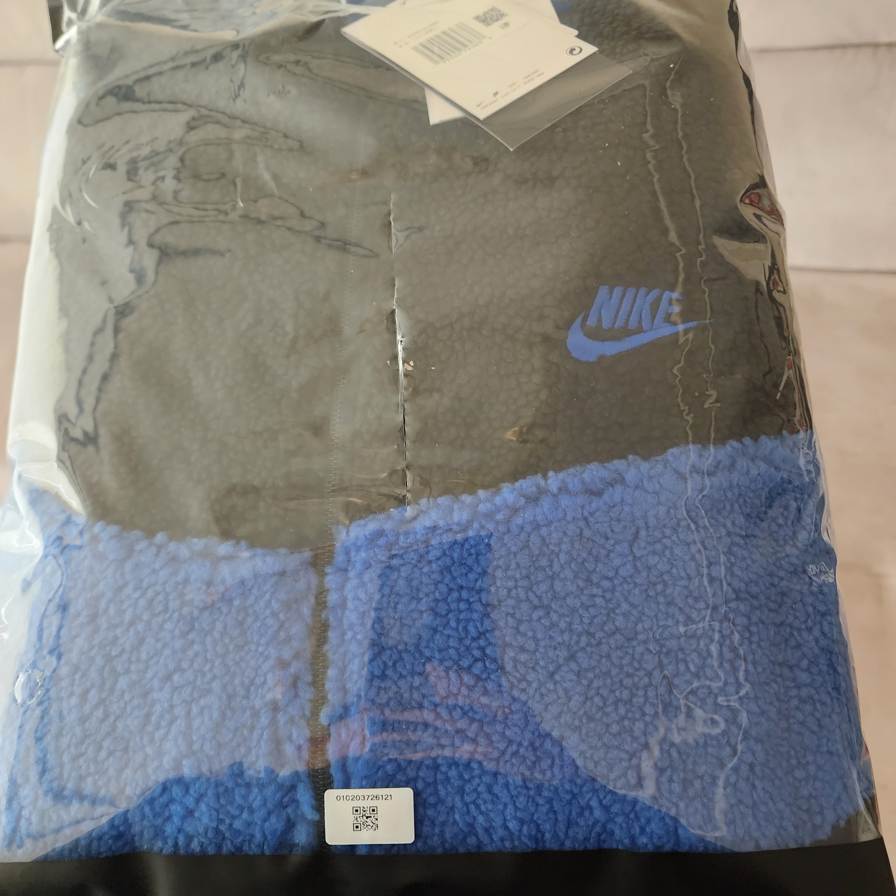 Nike Big Swoosh Full Zip Jacket Black Game Royal 착용 스타일 - 1