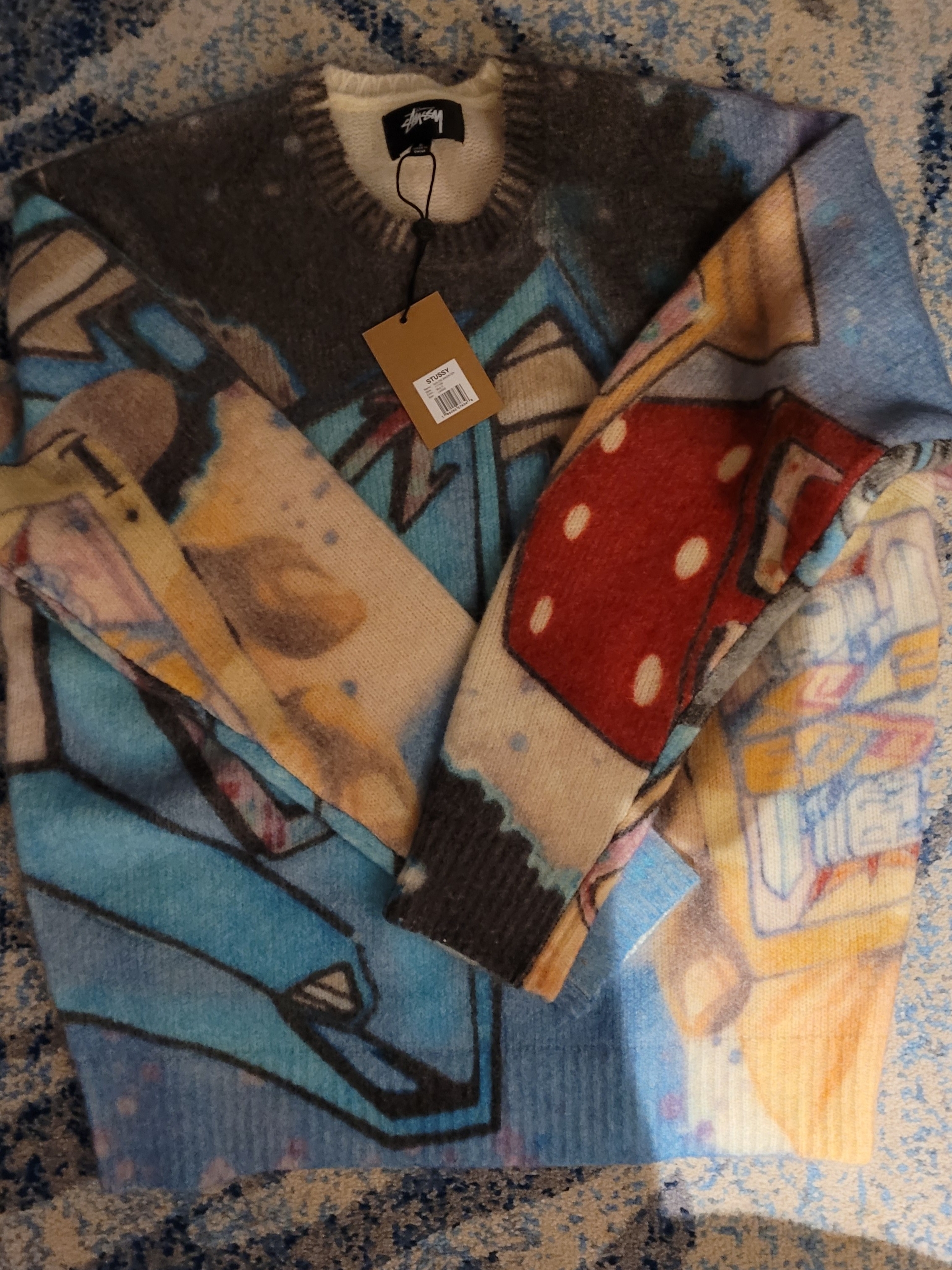 Stussy Goldie Sweater Multi 착용 스타일