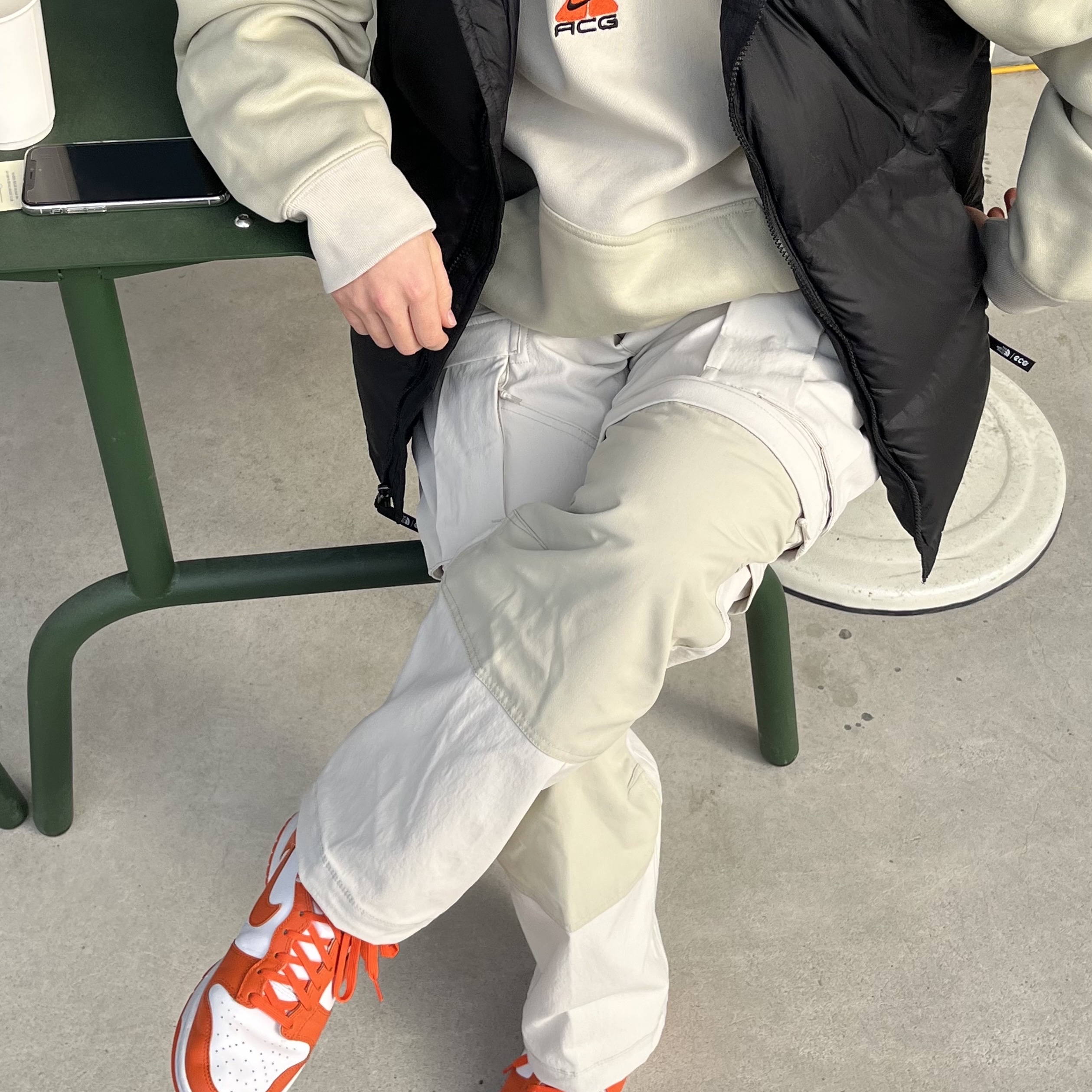 Nike Dunk High Retro Orange Blaze, Nike ACG Therma-Fit Pullover Fleece Hoodie Light Bone - Asia 착용 스타일