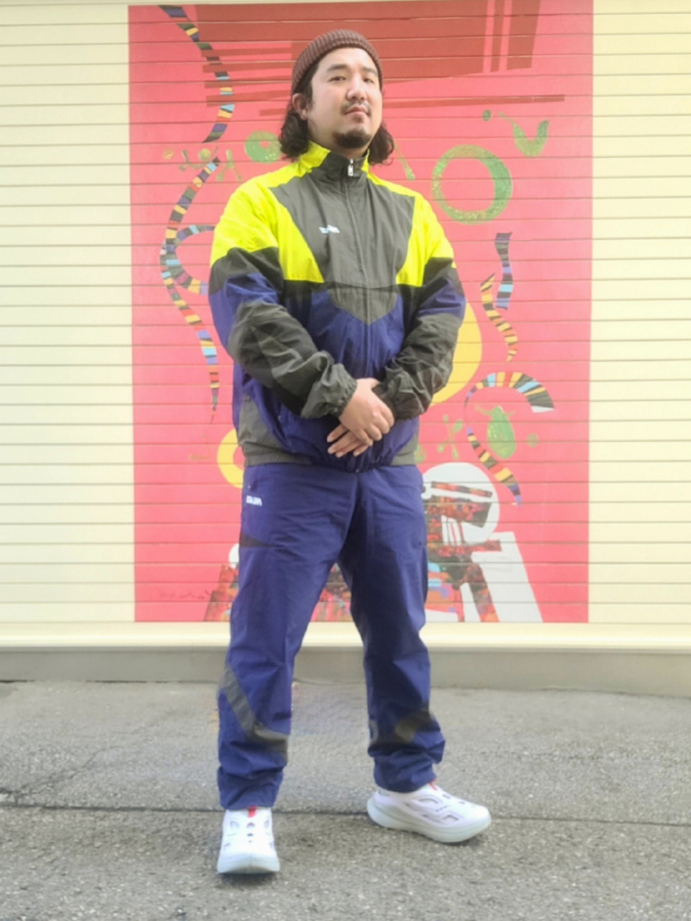 Palace Panelled Shell Jacket Navy - 22FW, Palace Panelled Shell Joggers Navy - 22FW 착용 스타일 - 1