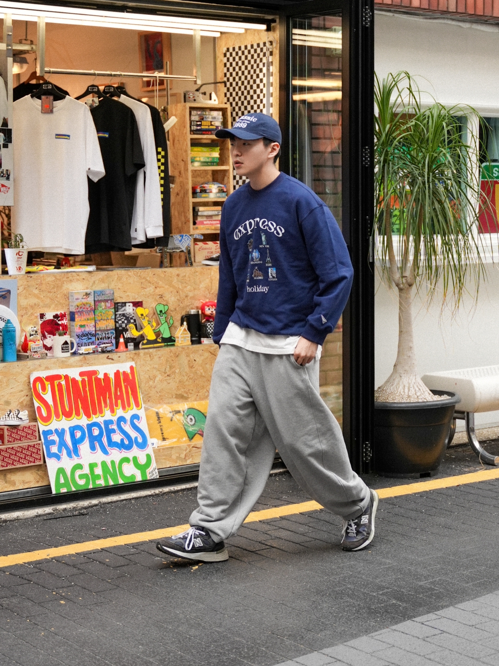 New Balance 992 Made in USA Navy 착용 스타일 - 3
