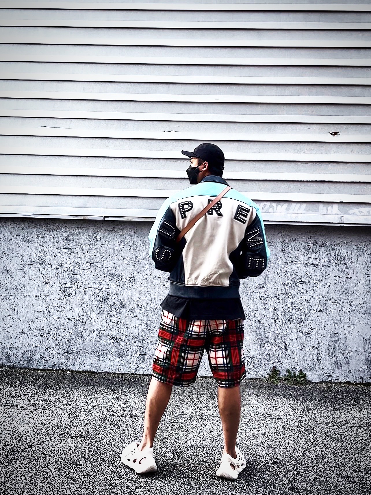 Supreme x Burberry Box Logo T-Shirt Black - 22SS, Supreme Corduroy Shorts Plaid - 22SS 착용 스타일 - 2