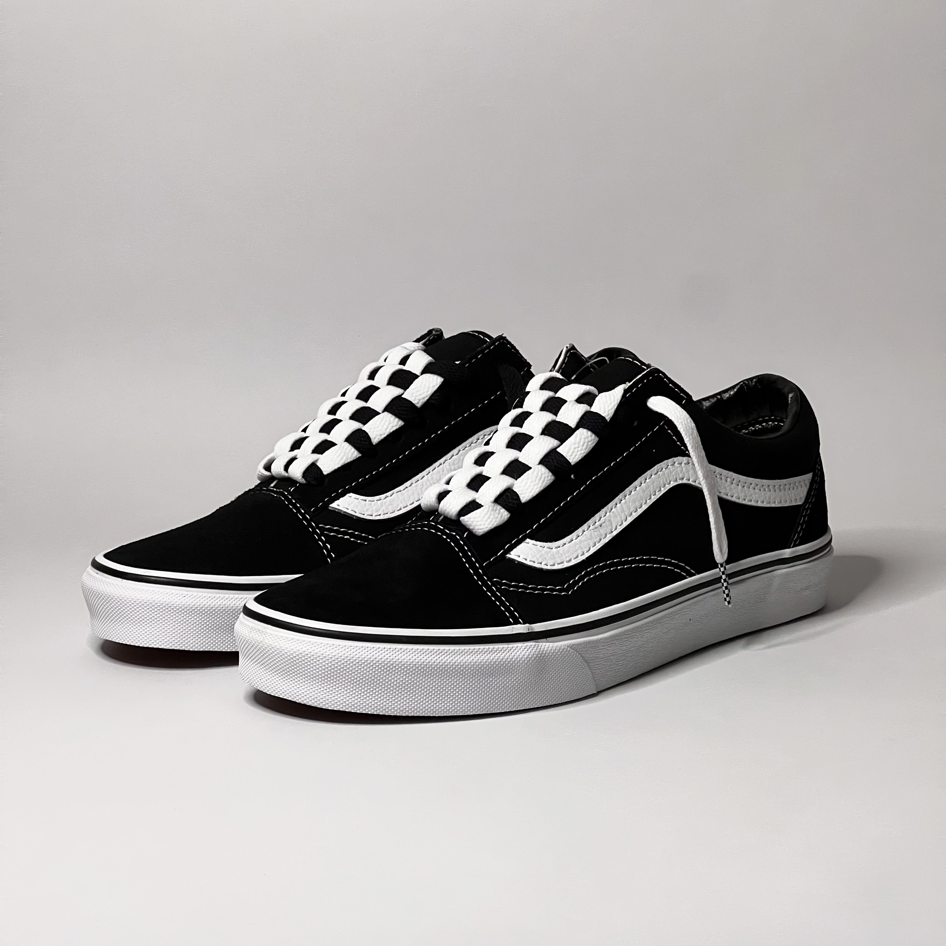 Vans ComfyCush Old Skool Black True white, Vans Old Skool 36 DX Anaheim Factory Checkerboard 착용 스타일 - 2