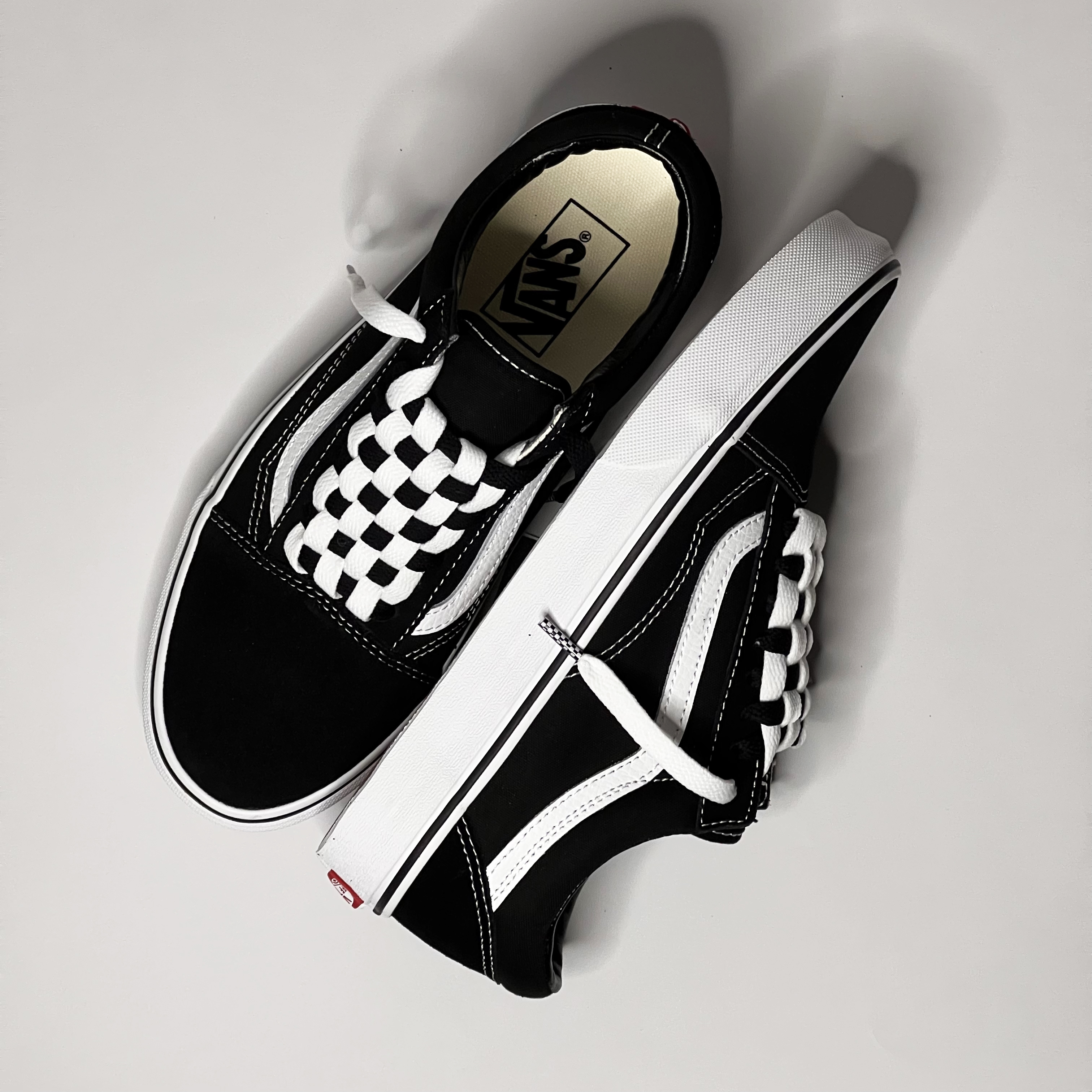 Vans ComfyCush Old Skool Black True white, Vans Old Skool 36 DX Anaheim Factory Checkerboard 착용 스타일 - 4