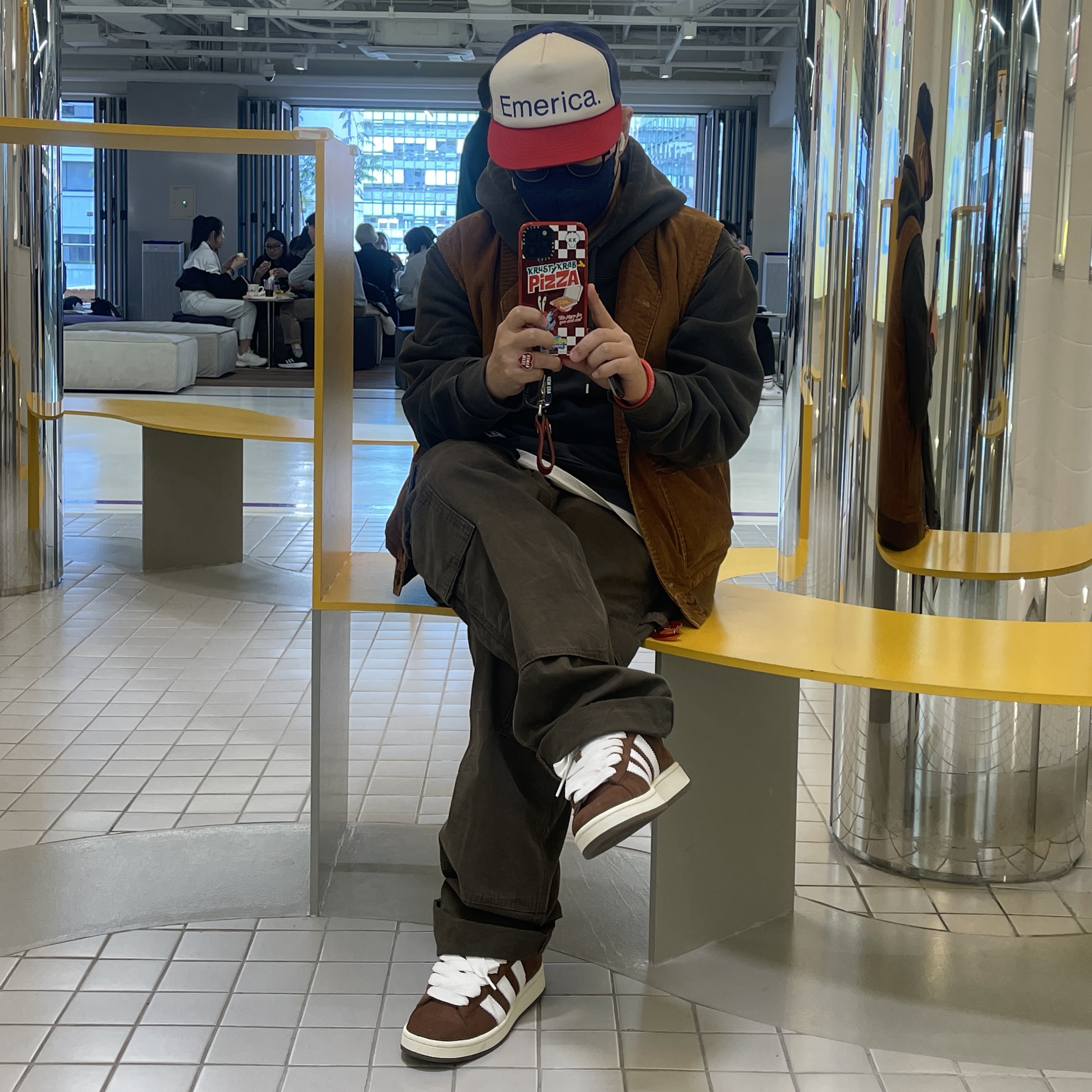 Adidas Campus 00s Bark Cloud White, Human Made Heart Ring Red 착용 스타일 - 1