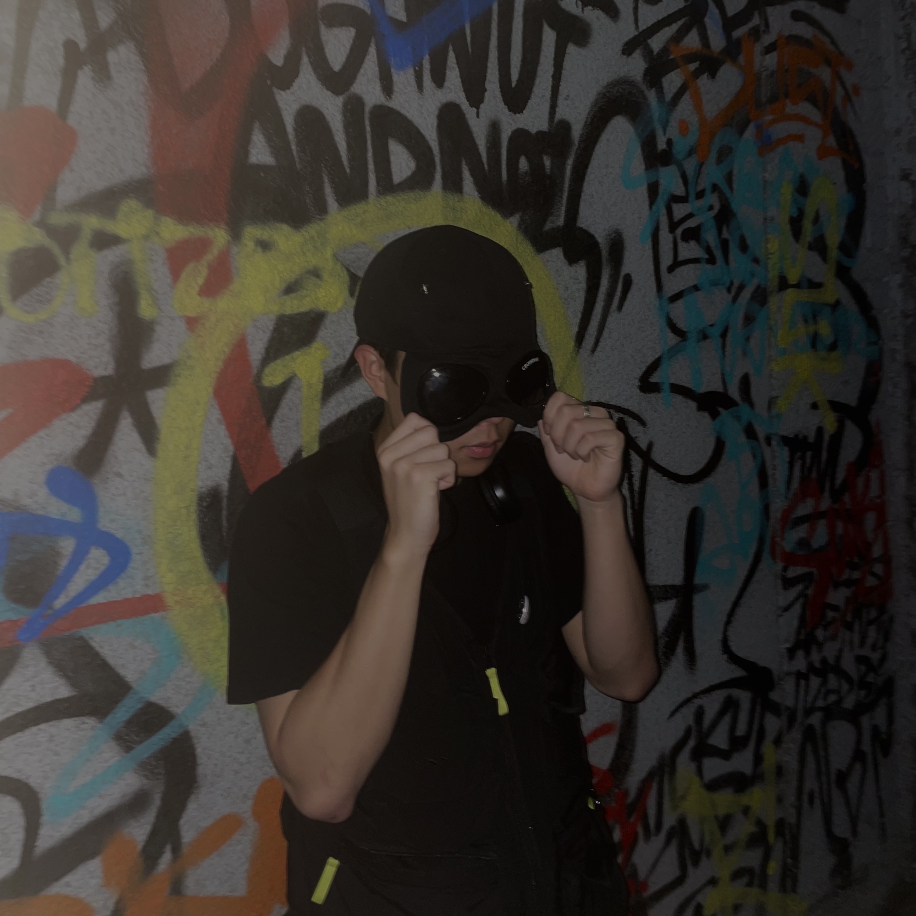 C.P. Company Gabardine Goggle Cap Black - 22SS 착용 스타일 - 2
