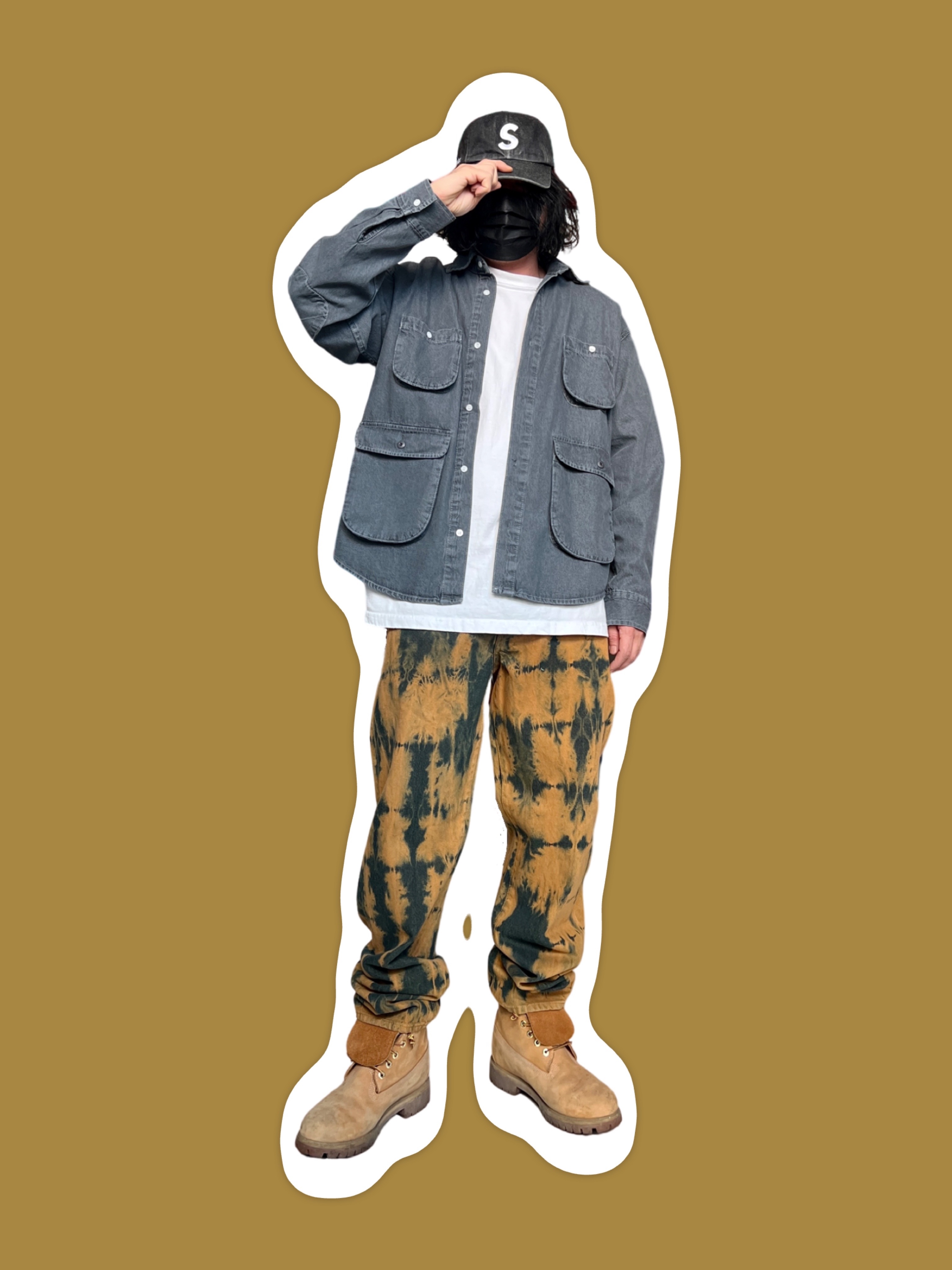 Supreme Regular Jean Dyed Rust - 22FW, Supreme Kevlar Denim S Logo 6-Panel Black - 22SS 착용 스타일