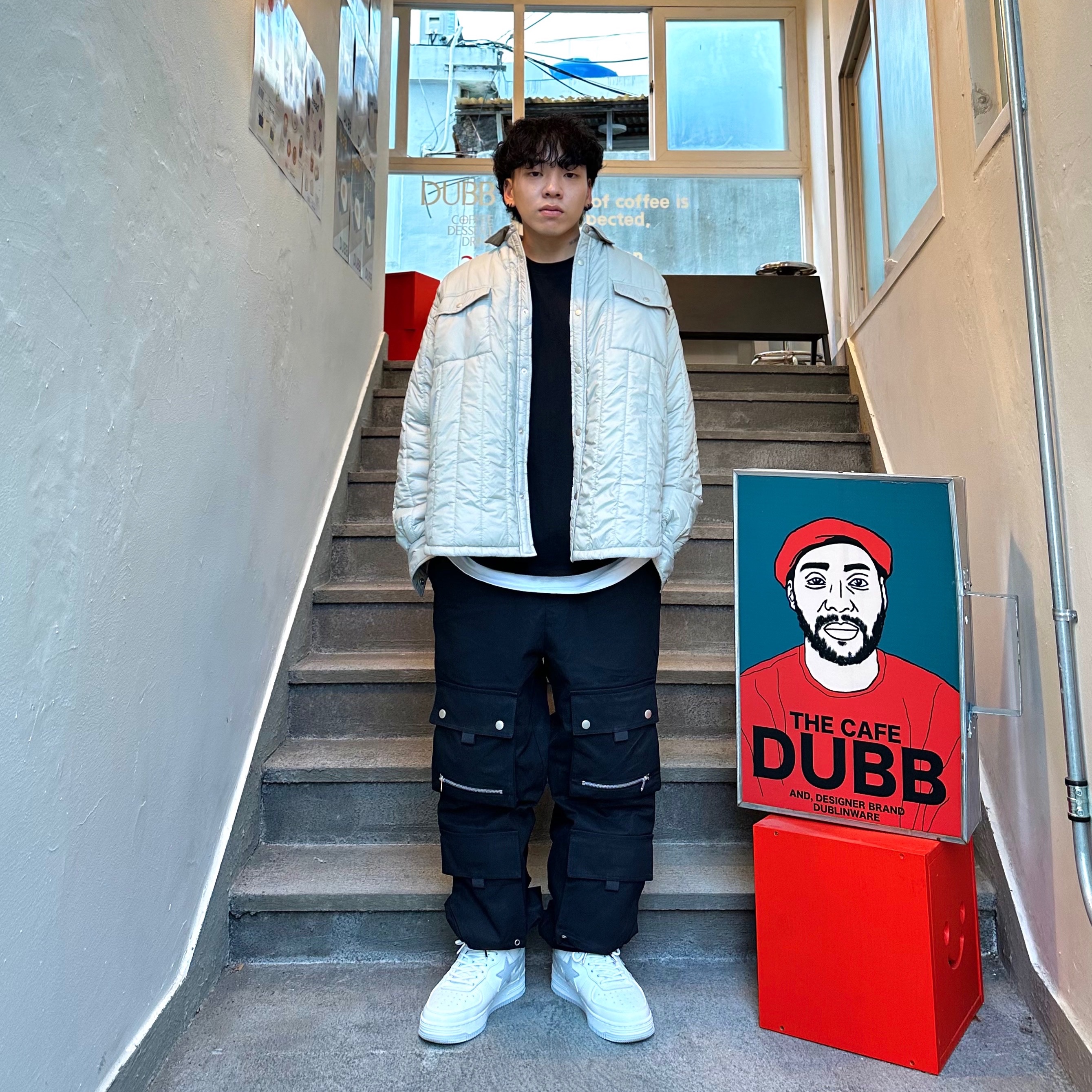 BAPE x JJJJound Bape Sta Low White Light Grey 착용 스타일