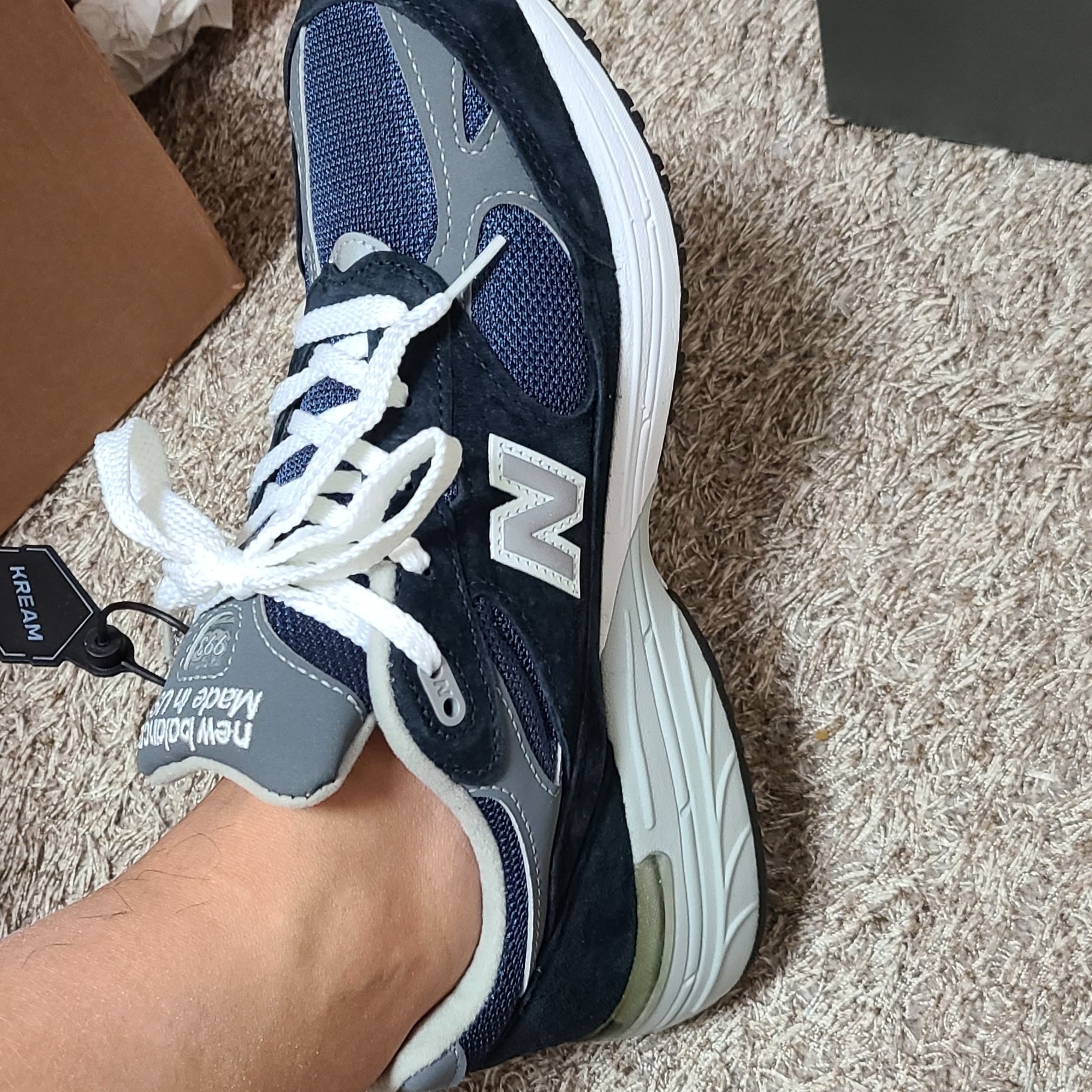 (W) New Balance 993 Made in USA Navy - B Standard 착용 스타일