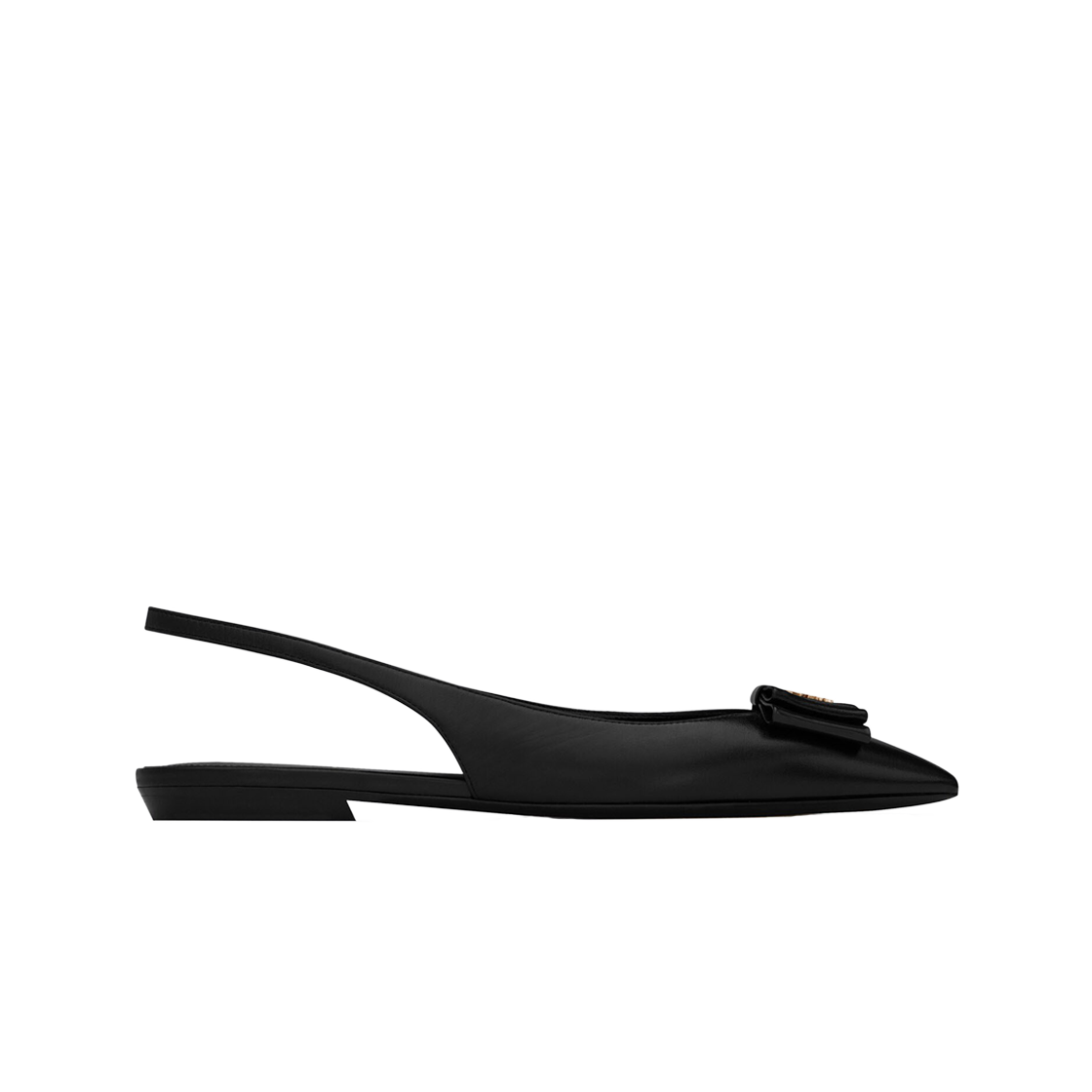 649621-1ZJ10-1299 (W) Saint Laurent Anais Leather Slingback Flat Black