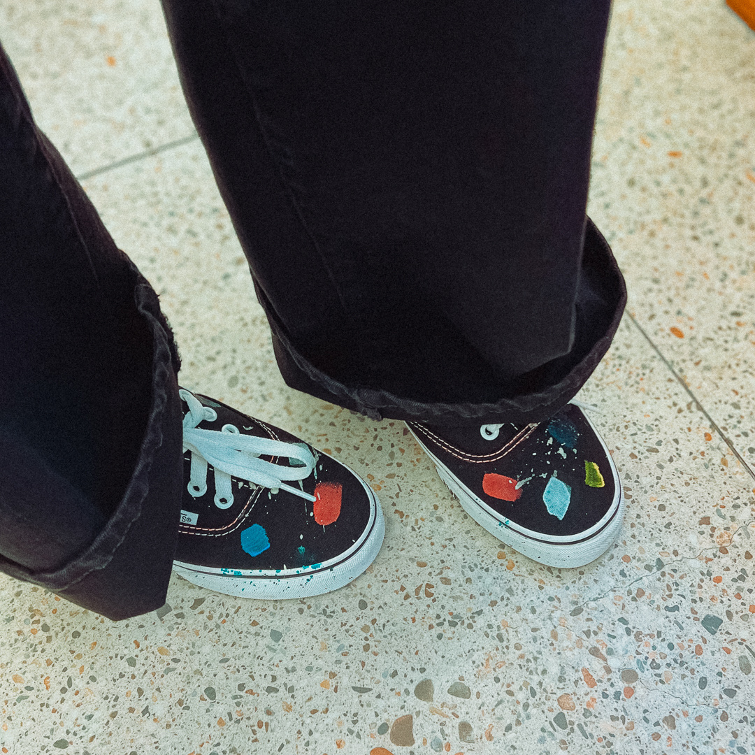 Vans ComfyCush Old Skool Black True white, Vans Authentic Mule Black 착용 스타일 - 2