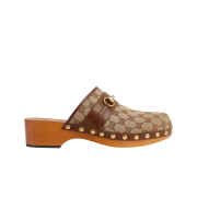 Gucci GG Horsebit Canvas Slipper Beige Ebony
