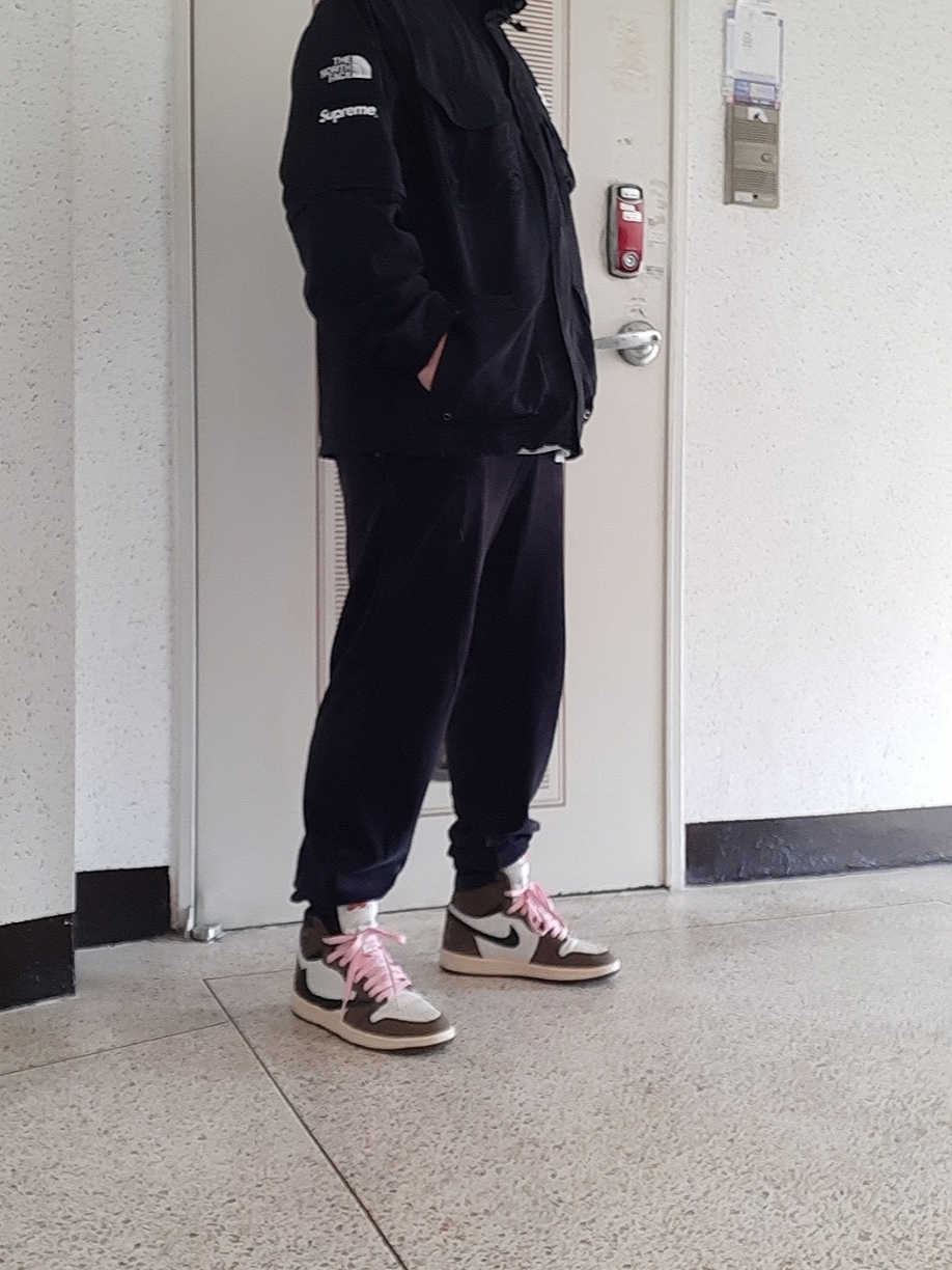 Supreme x The North Face Trekking Convertible Jacket Black - 22SS, Jordan 1 x Travis Scott Retro High OG SP Mocha 착용 스타일 - 3