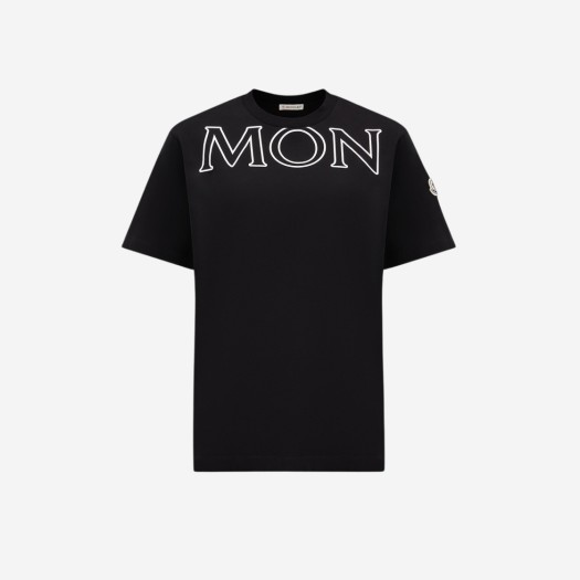 (W) 몽클레르 루즈 핏 빅 로고 티셔츠 블랙 - 22FW