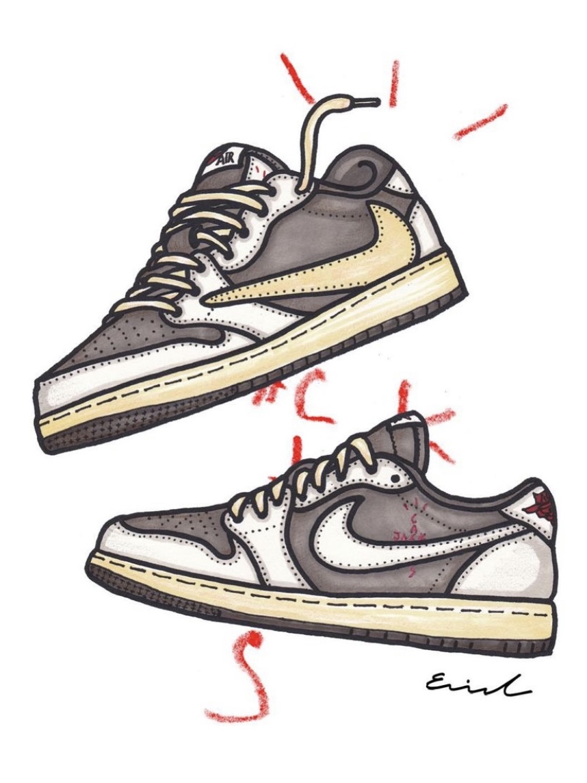 Jordan 1 x Travis Scott Retro Low OG SP Sail and Ridgerock 착용 스타일 - 3