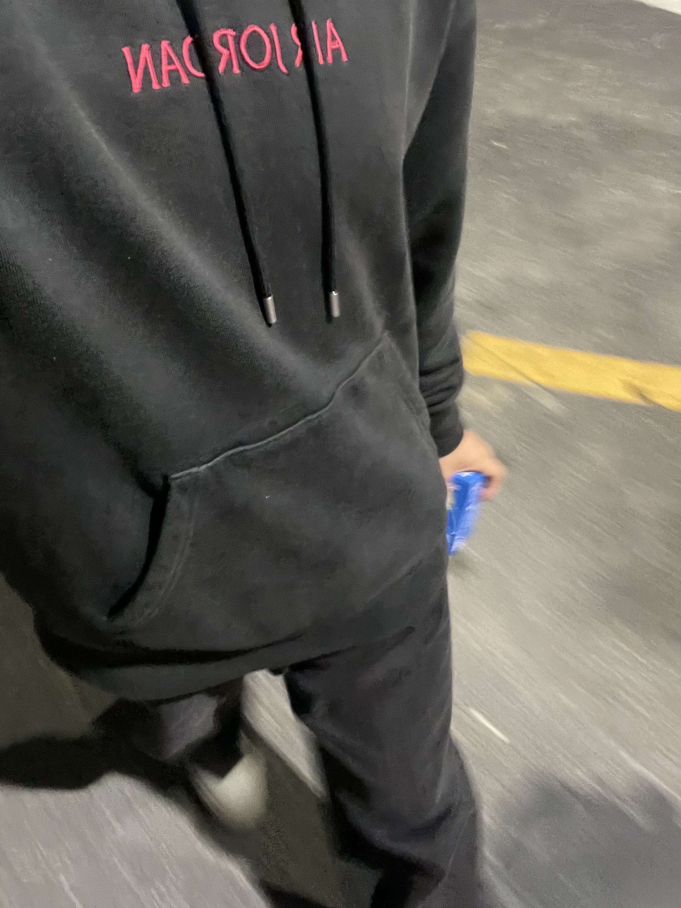 Jordan Wordmark Fleece Hoodie Black - Asia 착용 스타일