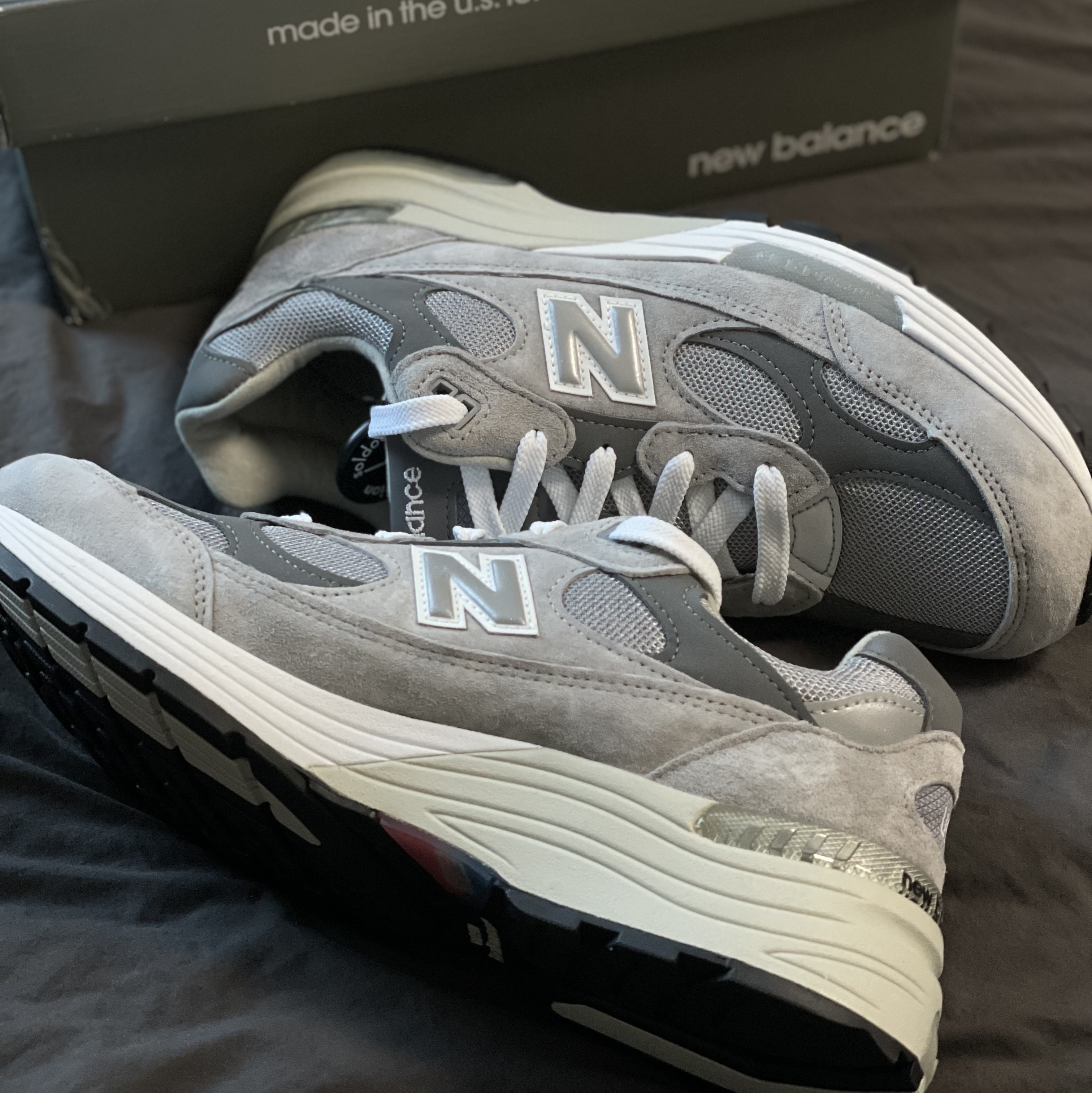New Balance 992 Made in USA Grey - D Standard 착용 스타일 - 3