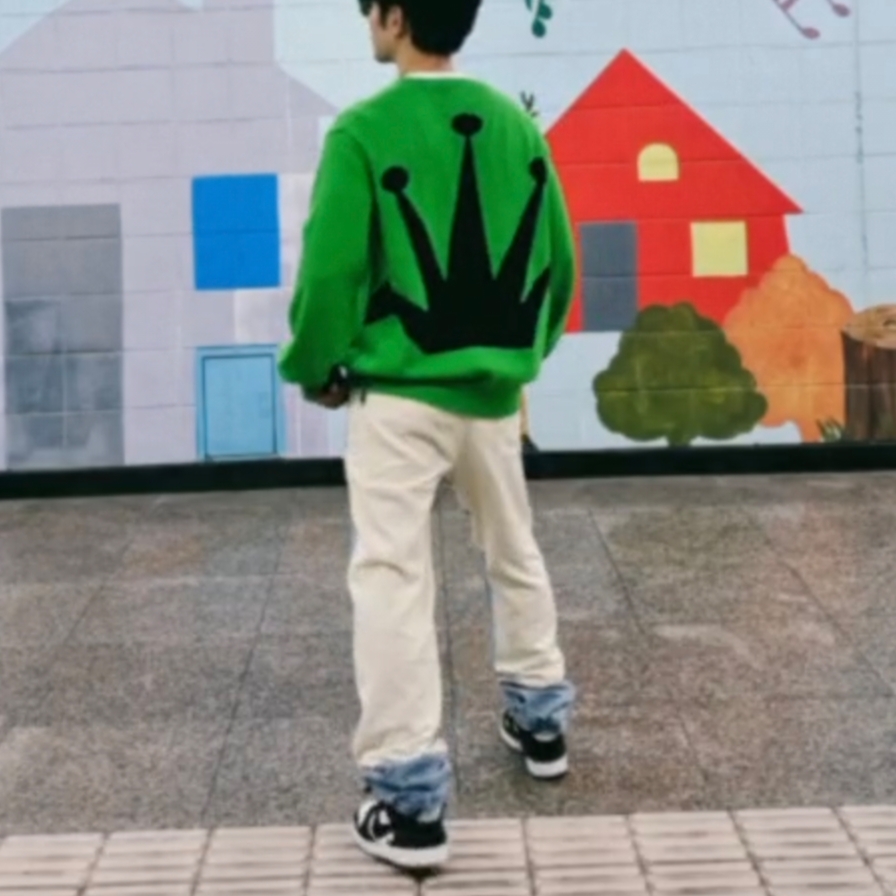 Nike x Ambush Dunk High Black, Stussy Bent Crown Sweater Lime 착용 스타일 - 4