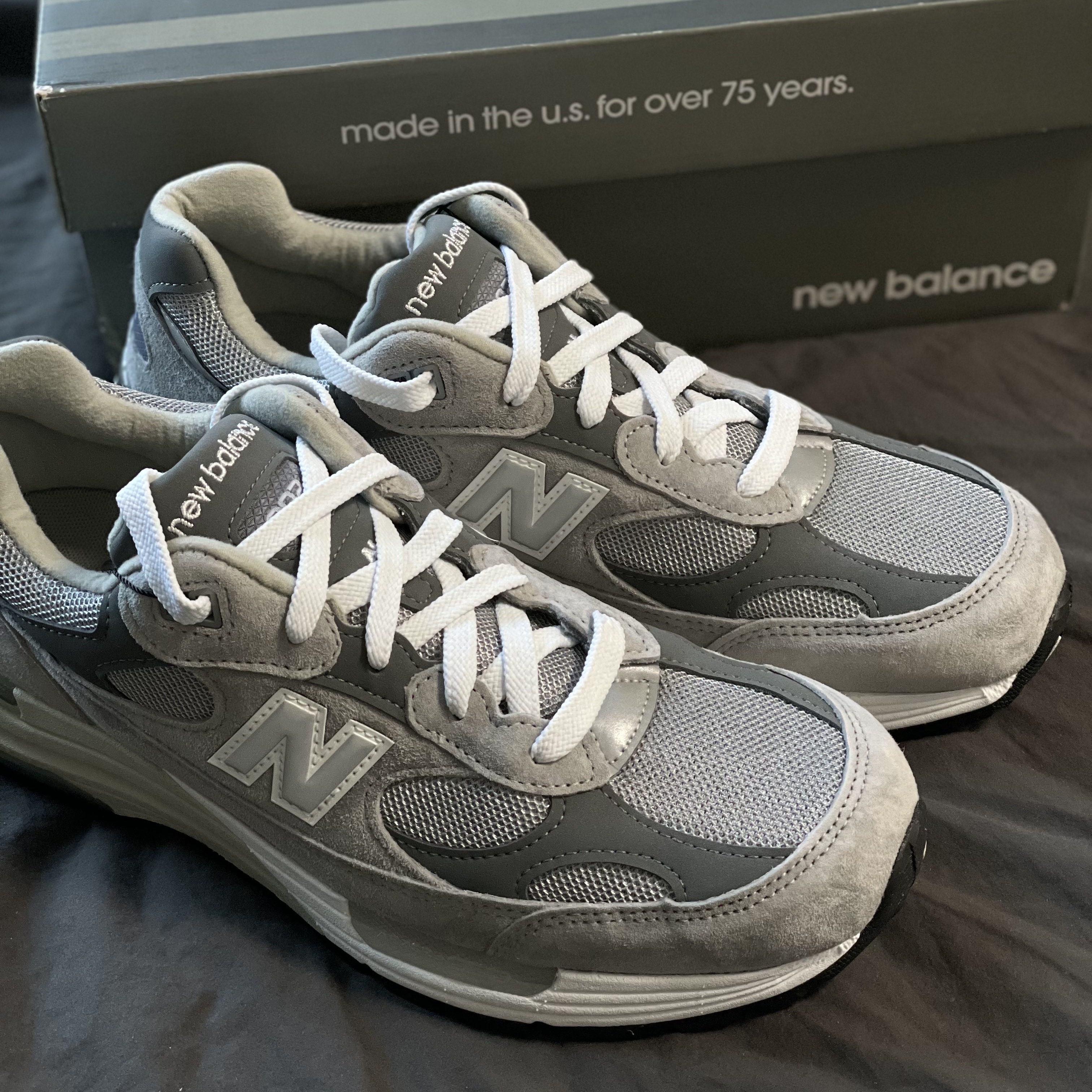 New Balance 992 Made in USA Grey - D Standard 착용 스타일 - 1
