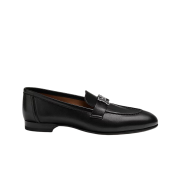 (W) Hermes Paris Loafers Goatskin & Lacquered Palladium Noir