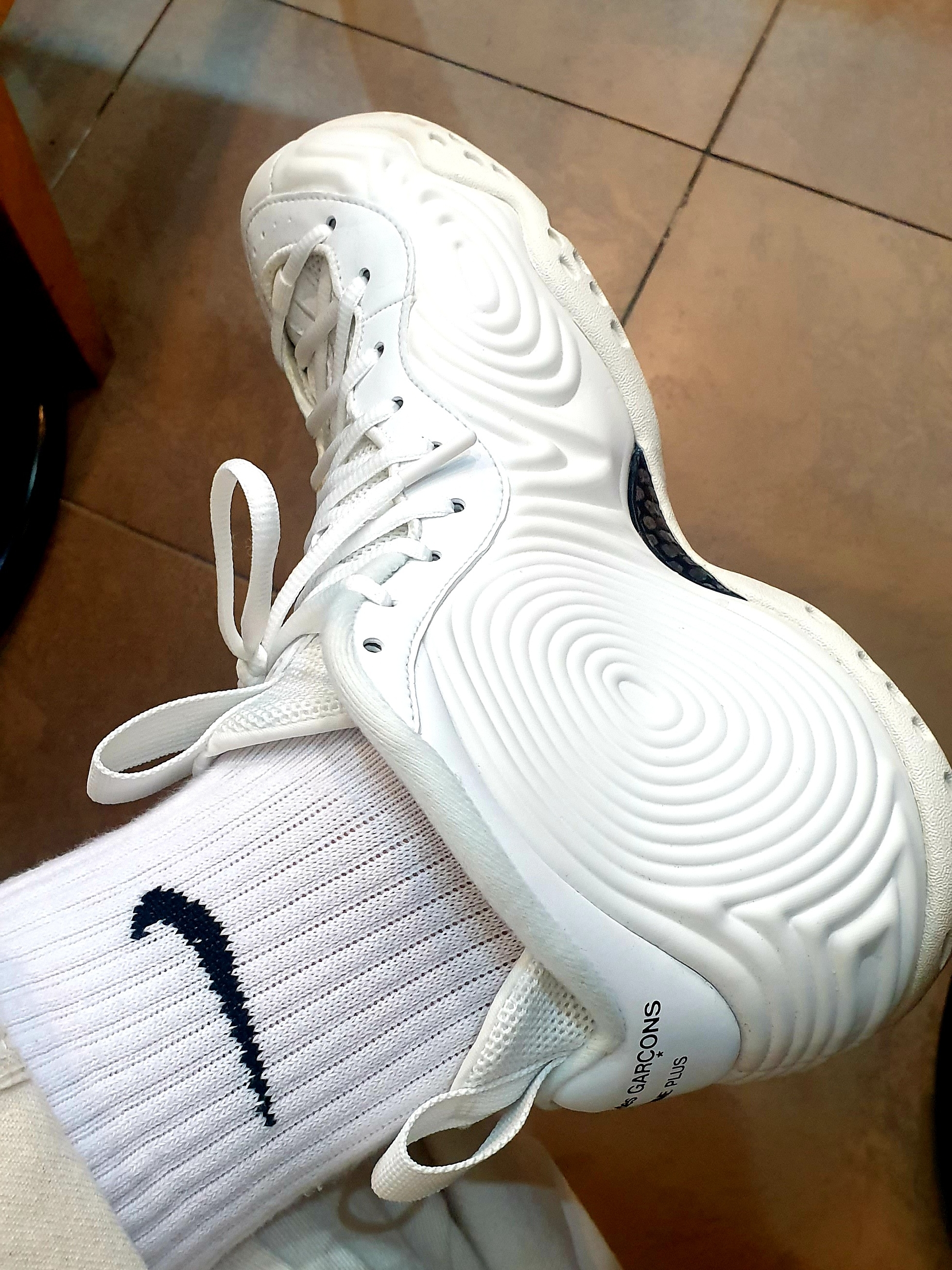 Nike x Comme des Garcons Homme Plus Air Foamposite One White 착용 스타일