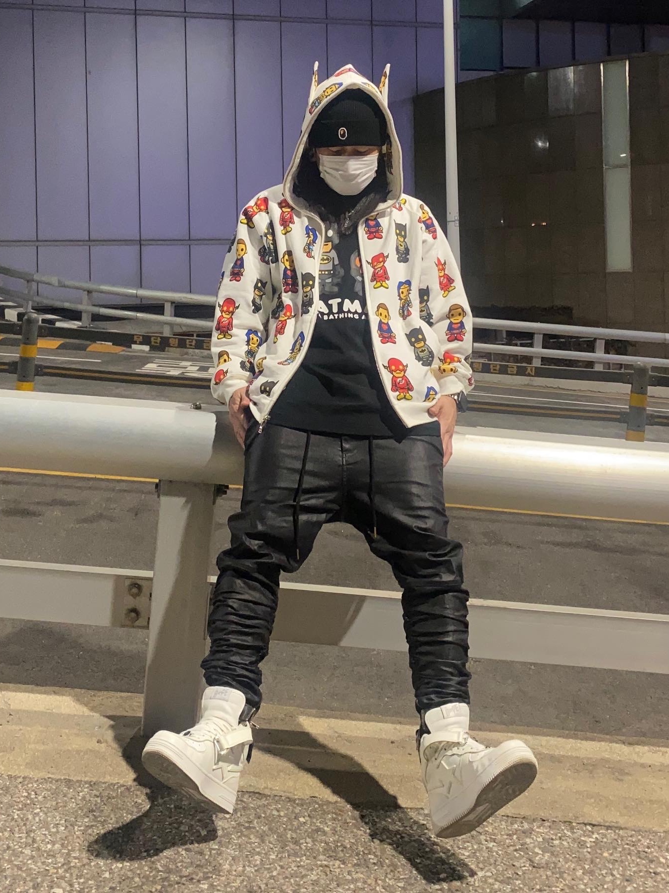 BAPE Bape Sta Mid #2 Black Grey White 착용 스타일 - 1