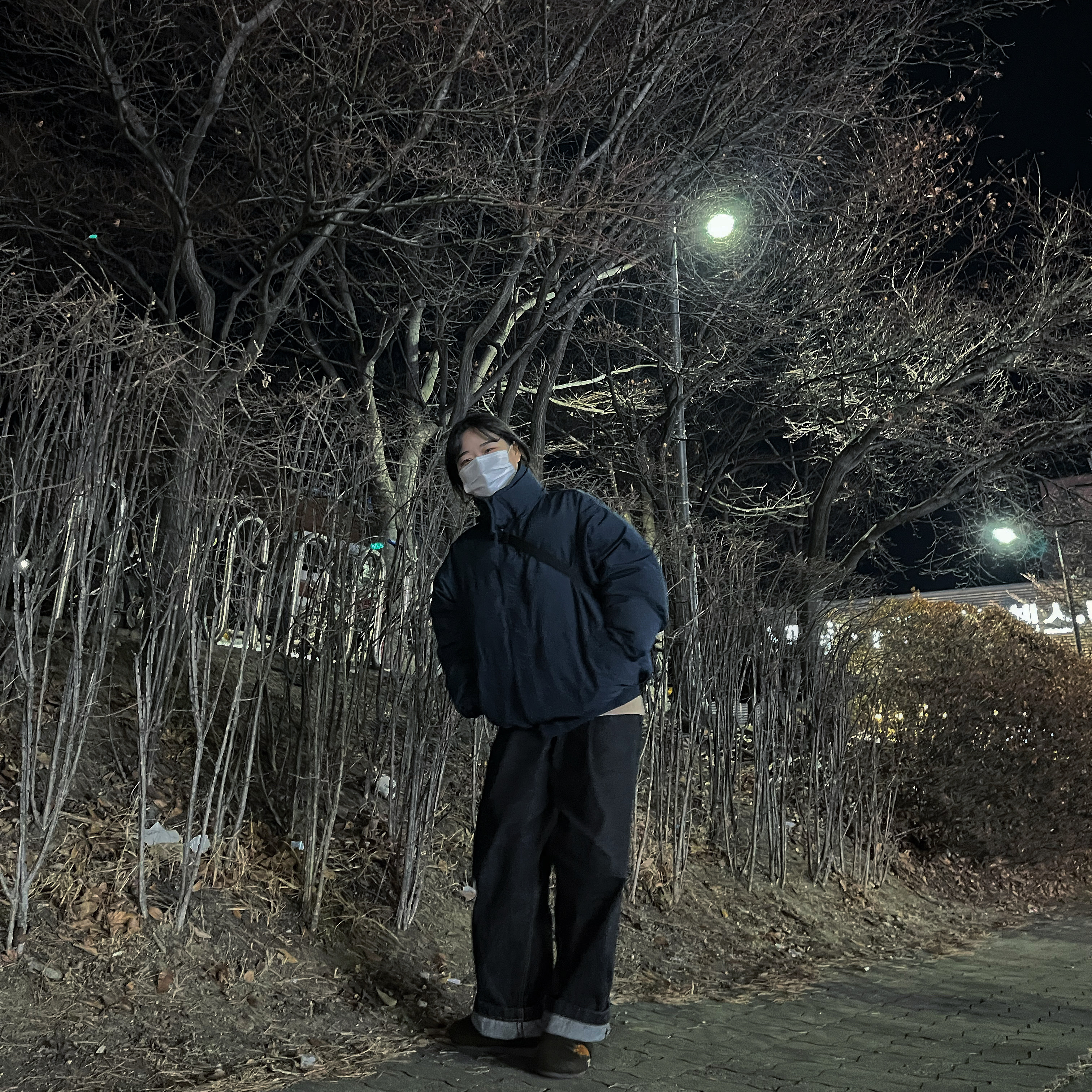 Essentials Puffer Jacket Navy/Dark Navy - Ssense Exclusive 착용 스타일 - 2