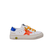 (Kids) Golden Goose May Star Print White Blue Heel Tab Sneakers