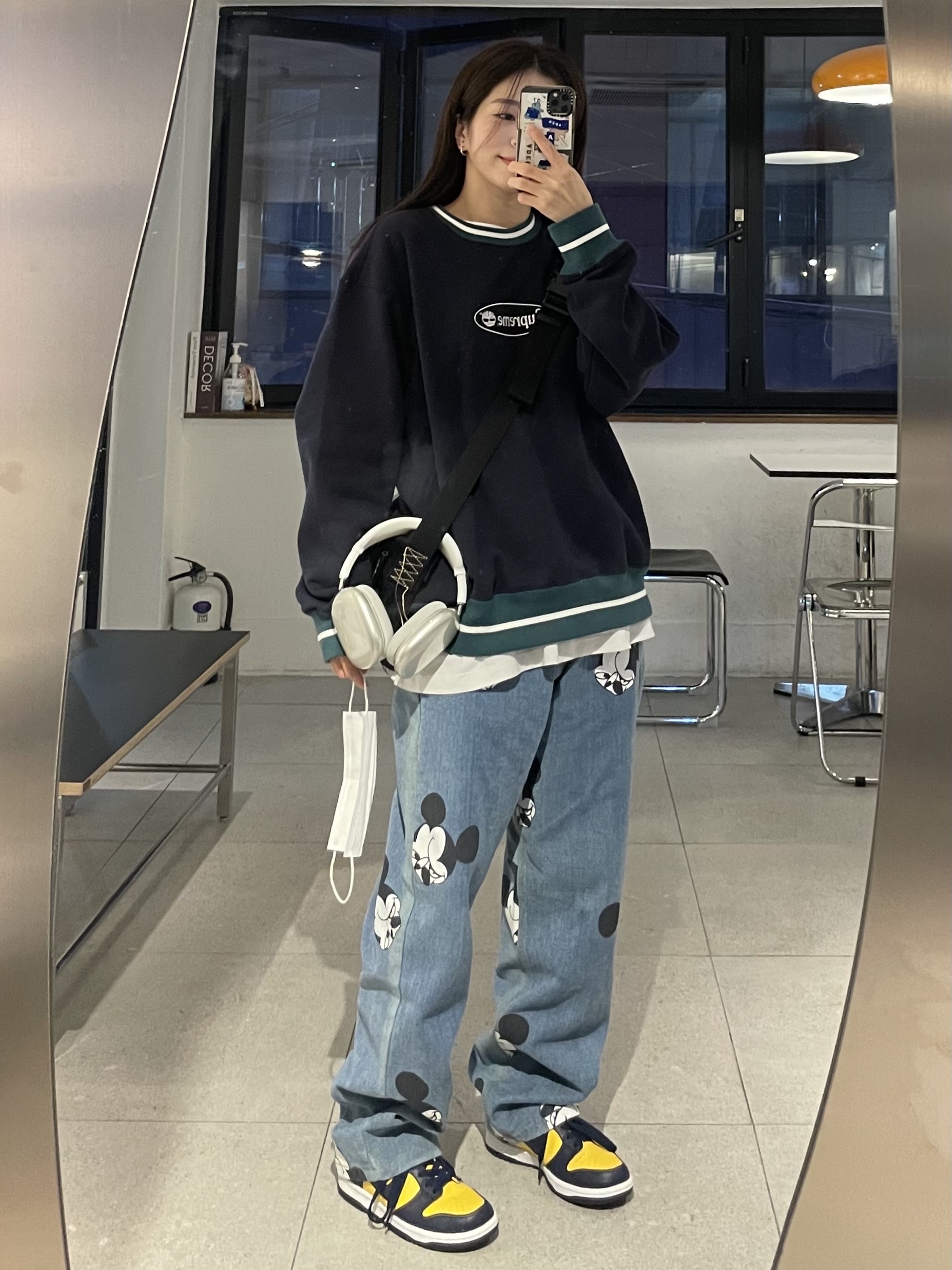 Supreme x Timberland Crewneck Navy - 21SS, (GS) Nike Dunk Low Varsity Maize 착용 스타일