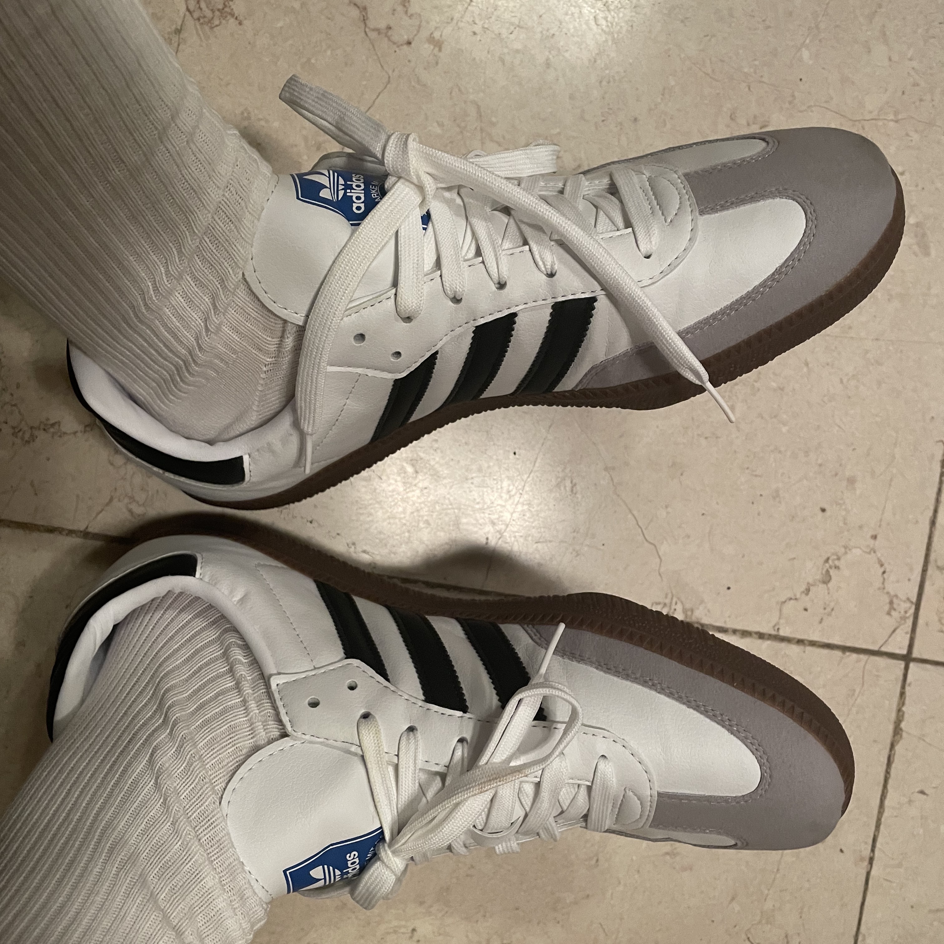 Adidas Samba Vegan White Black 착용 스타일