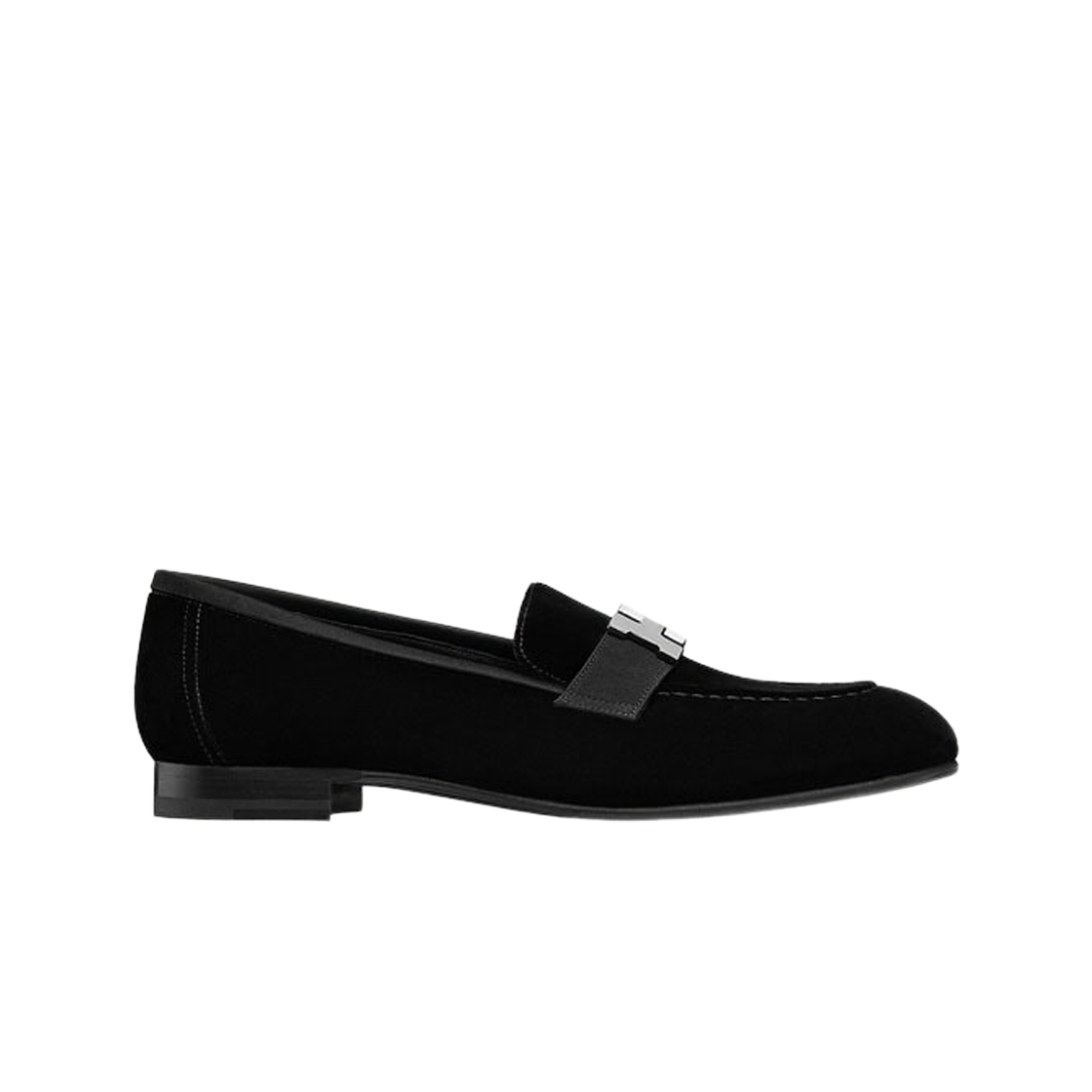 (W) 에르메스 파리 로퍼 벨벳 고트스킨 & 팔라듐 하드웨어 누아((W) Hermes Paris Loafers Velvet Goatskin & Palladium Noir) - 1