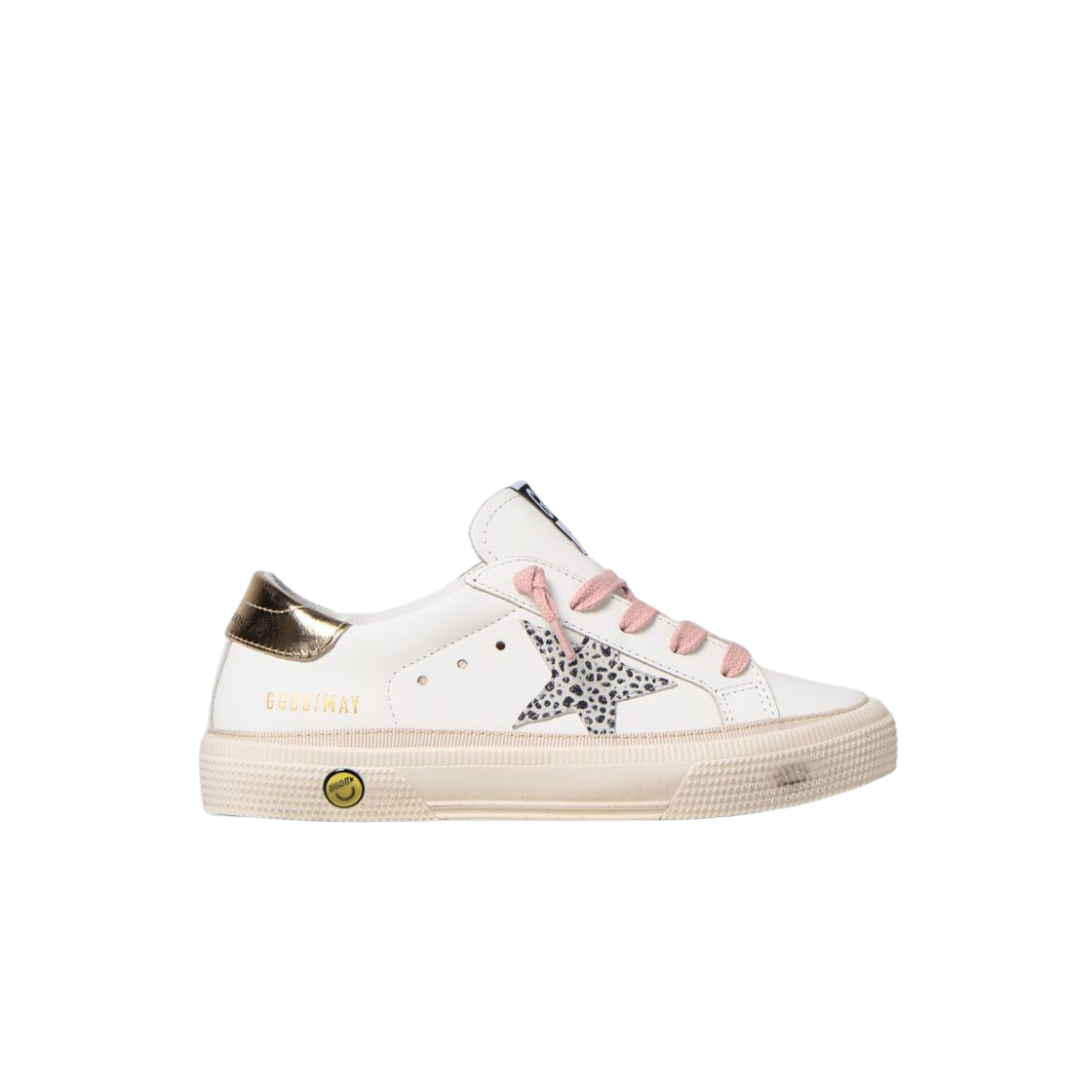 (키즈) 골든구스 메이 화이트 레오파드 스웨이드 골드탭 스니커즈((Kids) Golden Goose May White Leopard Suede Gold Heel Tab Sneakers) - 1