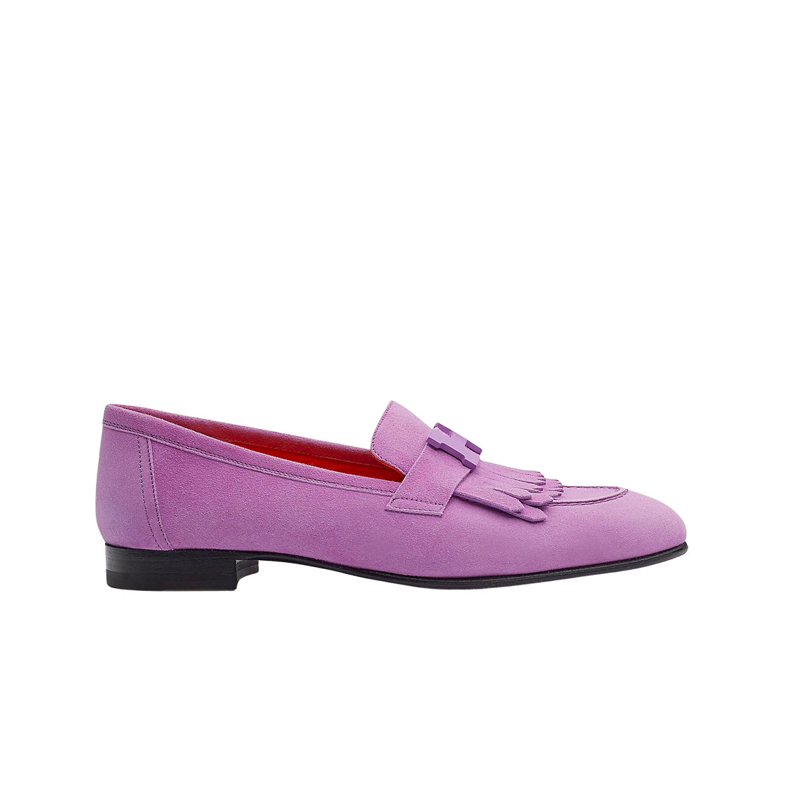 (W) 에르메스 로얄 로퍼 스웨이드 고트스킨 & 래커드 H 비올레 빠름므((W) Hermes Royal Loafers Suede Goatskin & Lacquered H Violet Parme) - 1