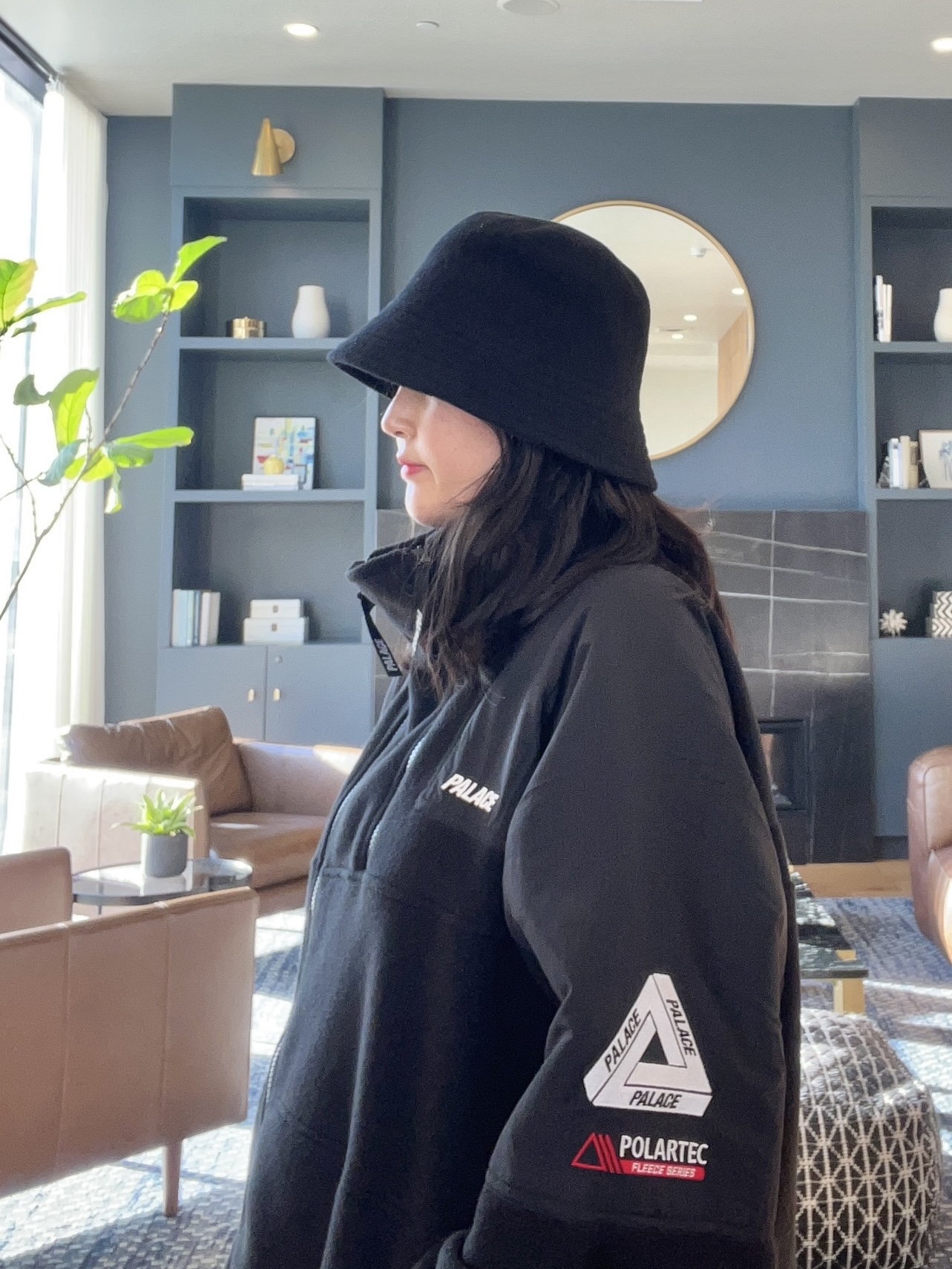 Palace Polartec Double Zip Funnel Black - 22FW 착용 스타일 - 1