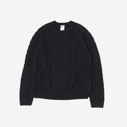 나이키 케이블 니트 롱슬리브 스웨터 블랙 - 아시아