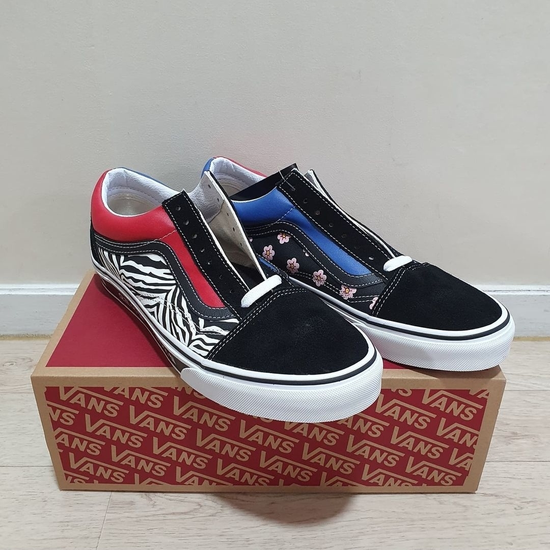 Vans Old Skool Korean Typography Racing Red Black 착용 스타일