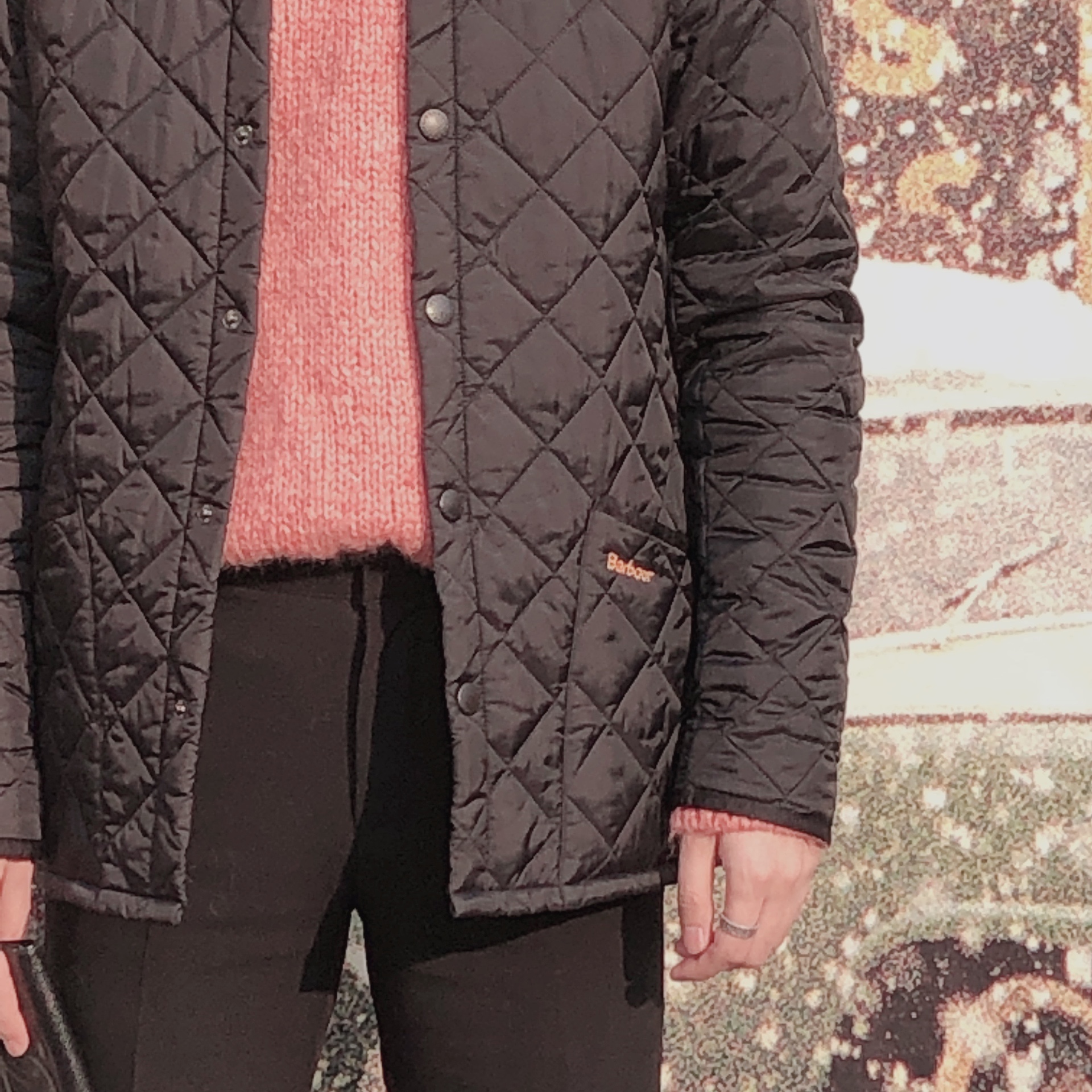Barbour Heritage Liddesdale Quilted Jacket Black 착용 스타일
