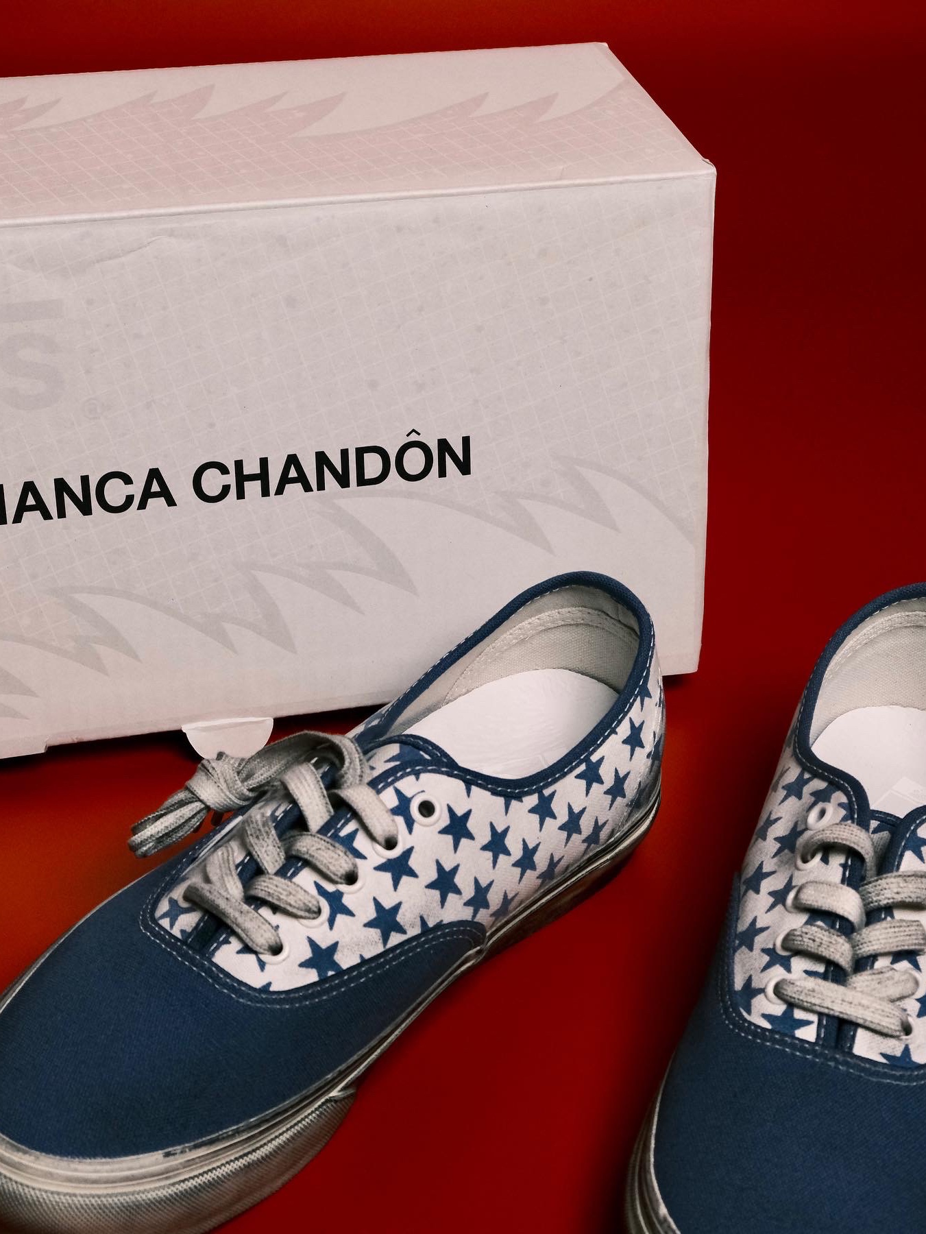 Vans Vault x Bianca Chandon Authentic LX Stressed Navy White 착용 스타일 - 3