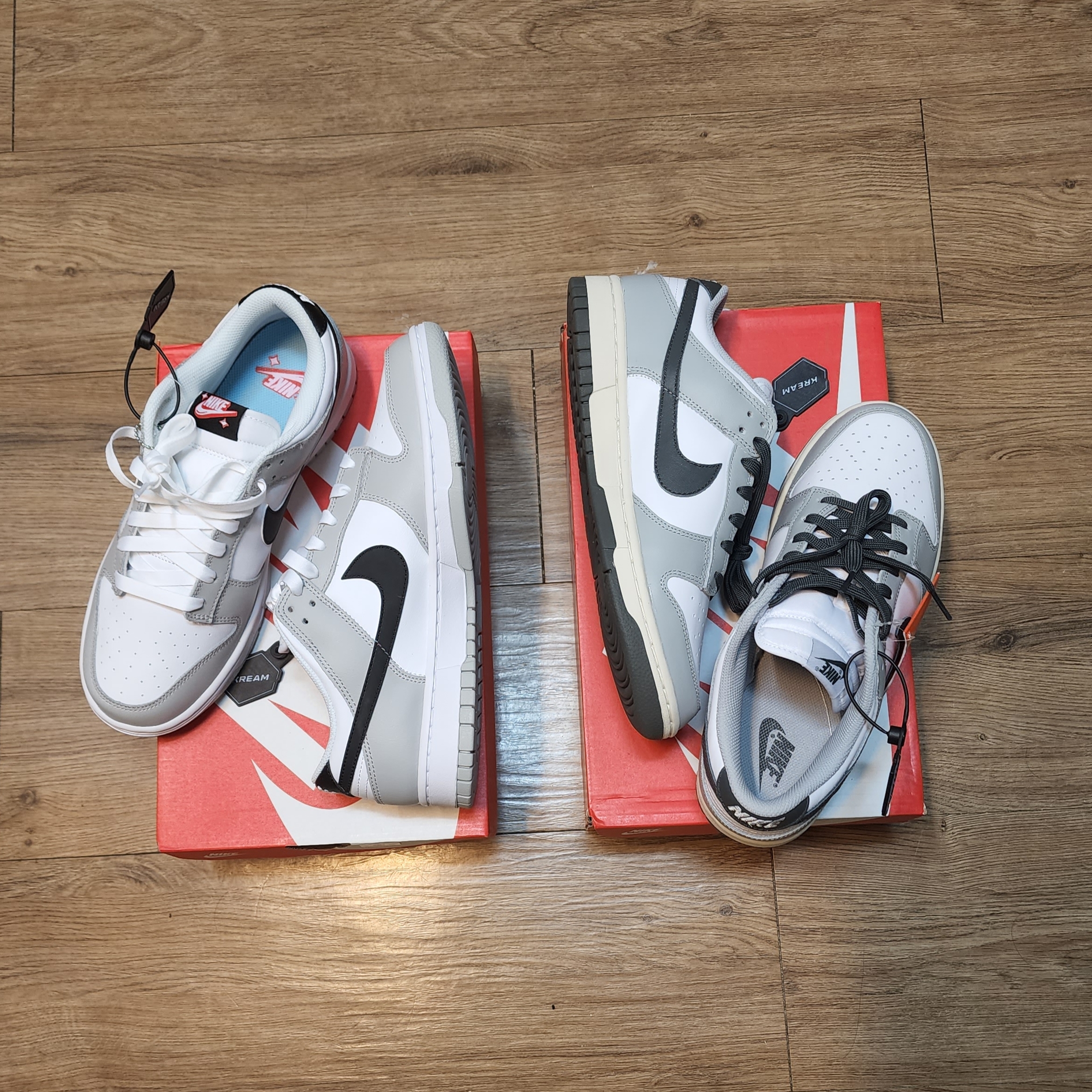 Nike Dunk Low Retro SE Jackpot Grey Fog, (W) Nike Dunk Low Light Smoke Grey 착용 스타일