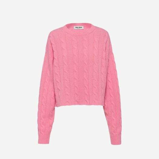 (W) 미우 미우 크루넥 캐시미어 스웨터 핑크