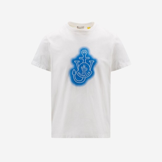 몽클레르 x JW 앤더슨 로고 티셔츠 화이트 라이트 블루 - 22FW