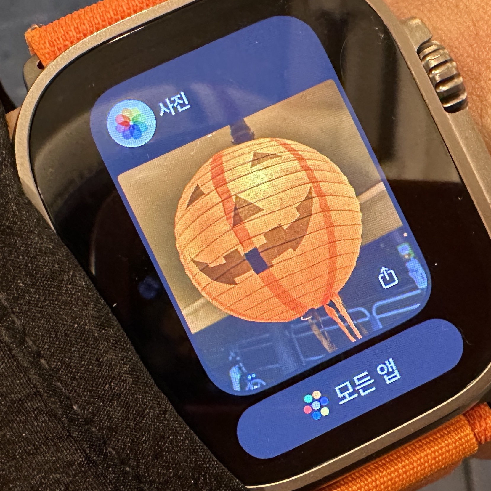 Apple Watch Ultra 49mm Titanium Case with M Alpine Loop Orange (Korean Ver.), Apple Watch Ultra 49mm Titanium Case with S Alpine Loop Orange (Korean Ver.) 착용 스타일 - 4