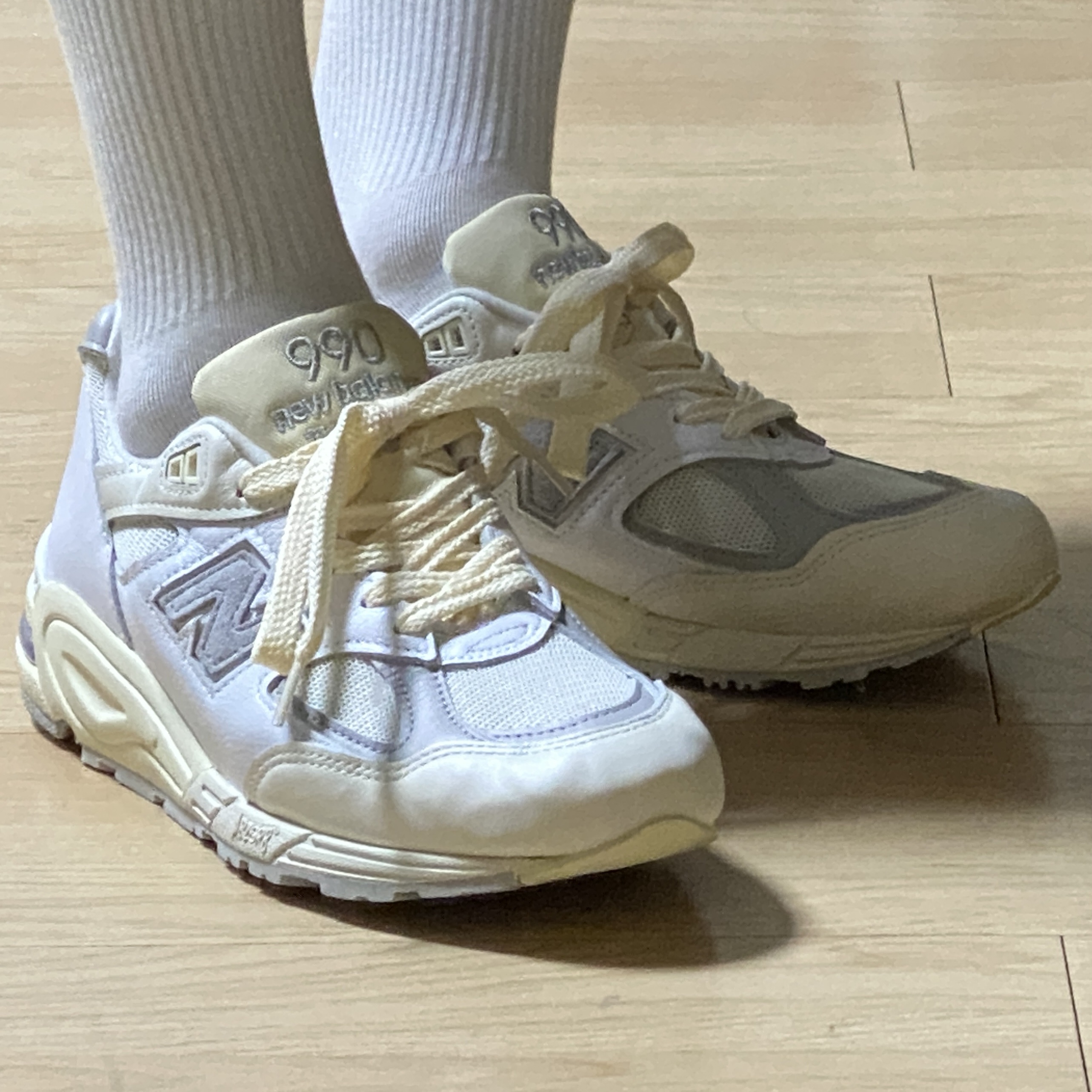 New Balance 990v2 Made in USA Sea Salt 착용 스타일